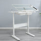 hand crank adjustable drafting table drawing desk with 2 metal drawers (white)WITH STOOL