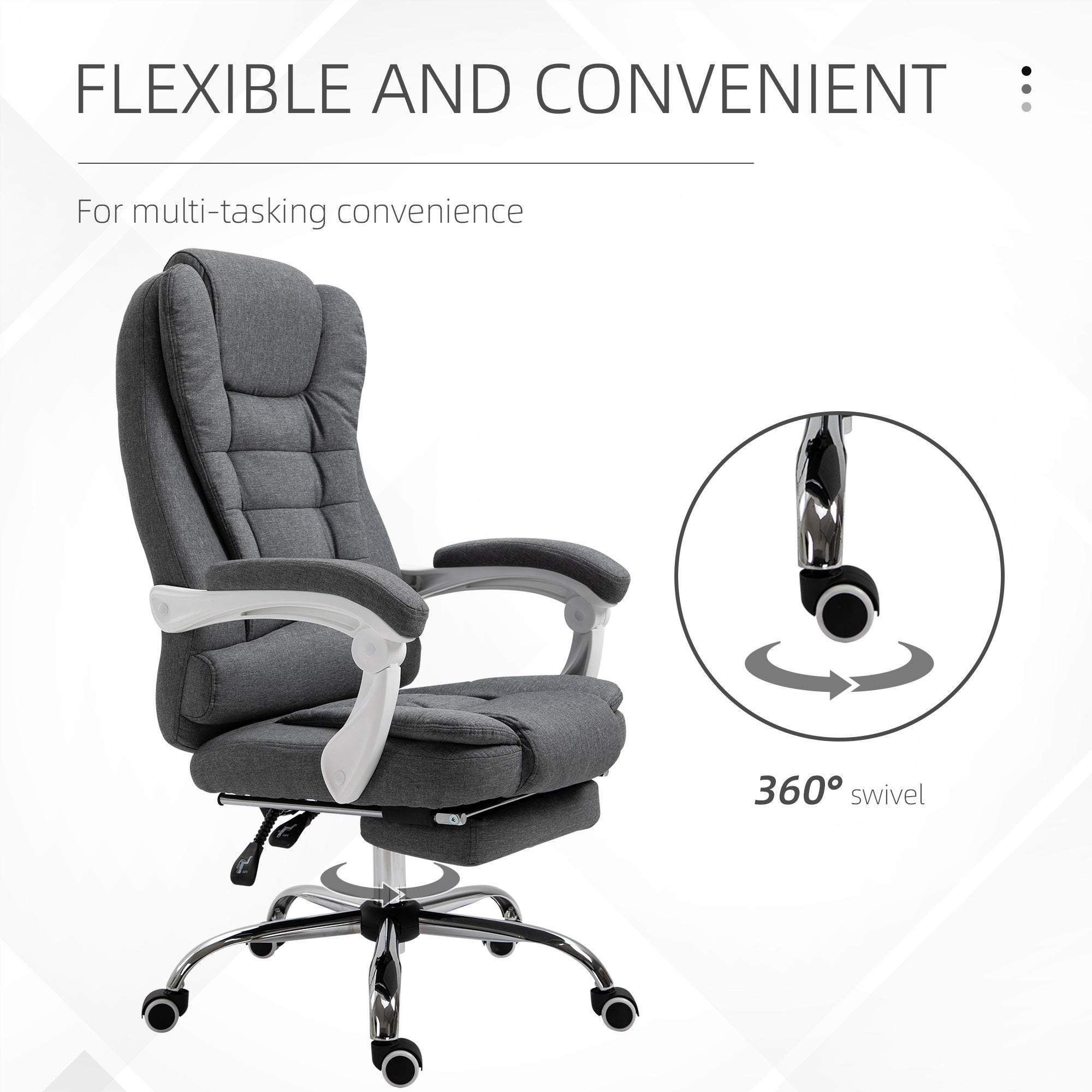 Vinsetto Executive Office Chair with Footrest, Linen-Fabric Computer Chair