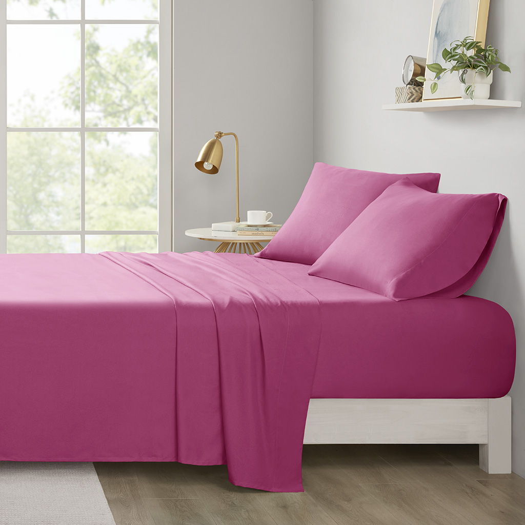 Microfiber - Twin Long All Season Wrinkle Free Sheet Set - Pink