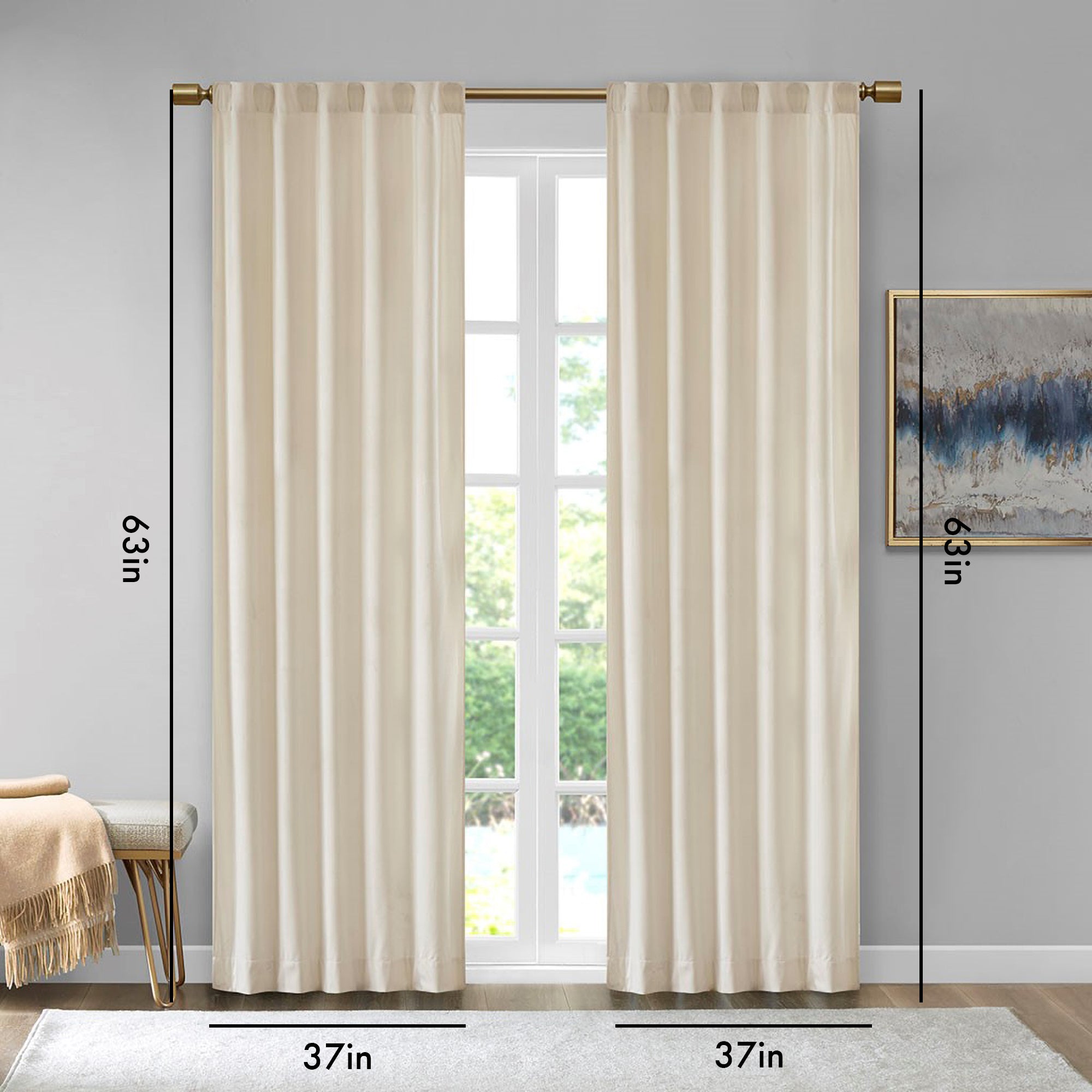 Room Darkening Poly Velvet Rod Pocket/Back Tab Curtain Panel Pair