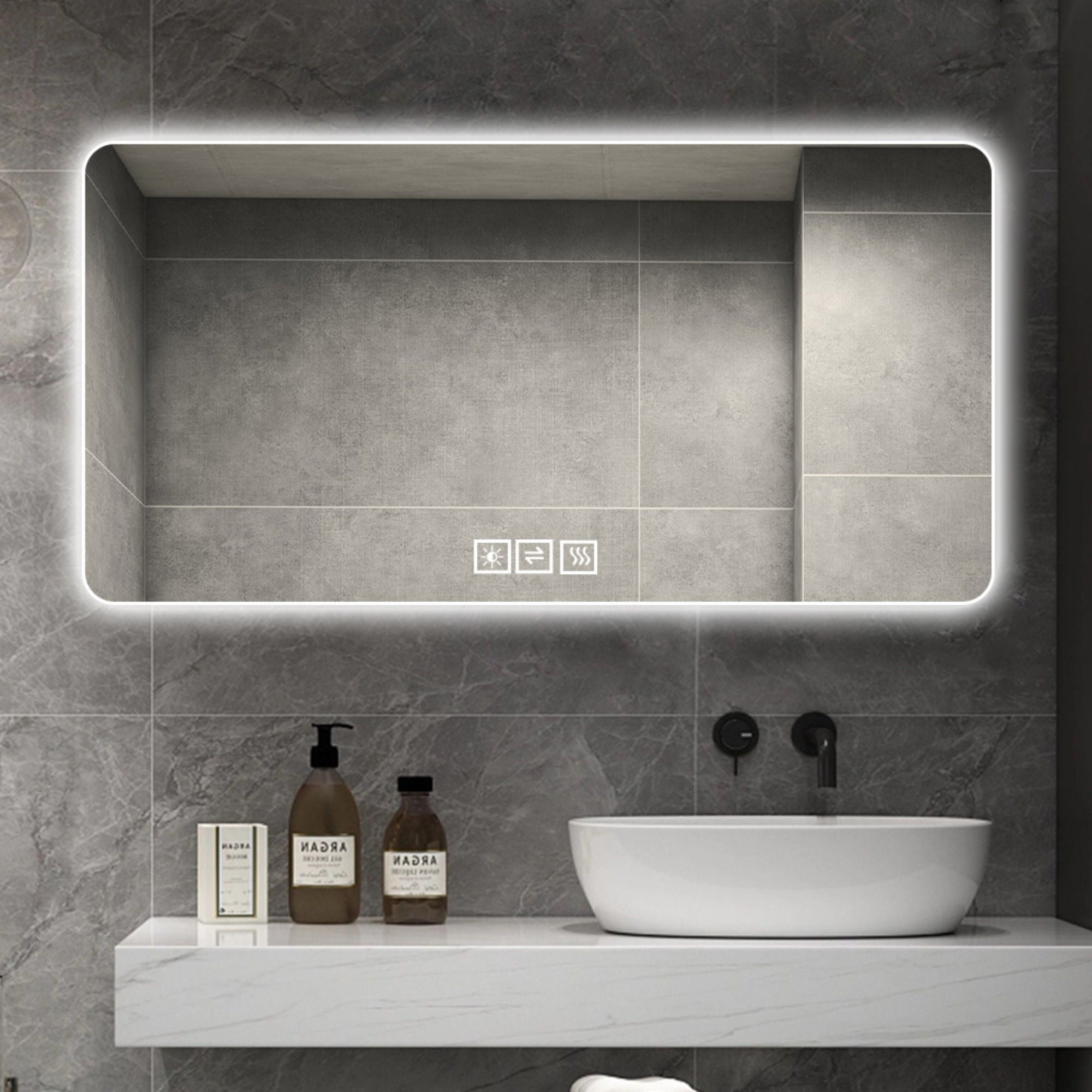 LED Bathroom Mirror With 3 Color Dimmable Backlight