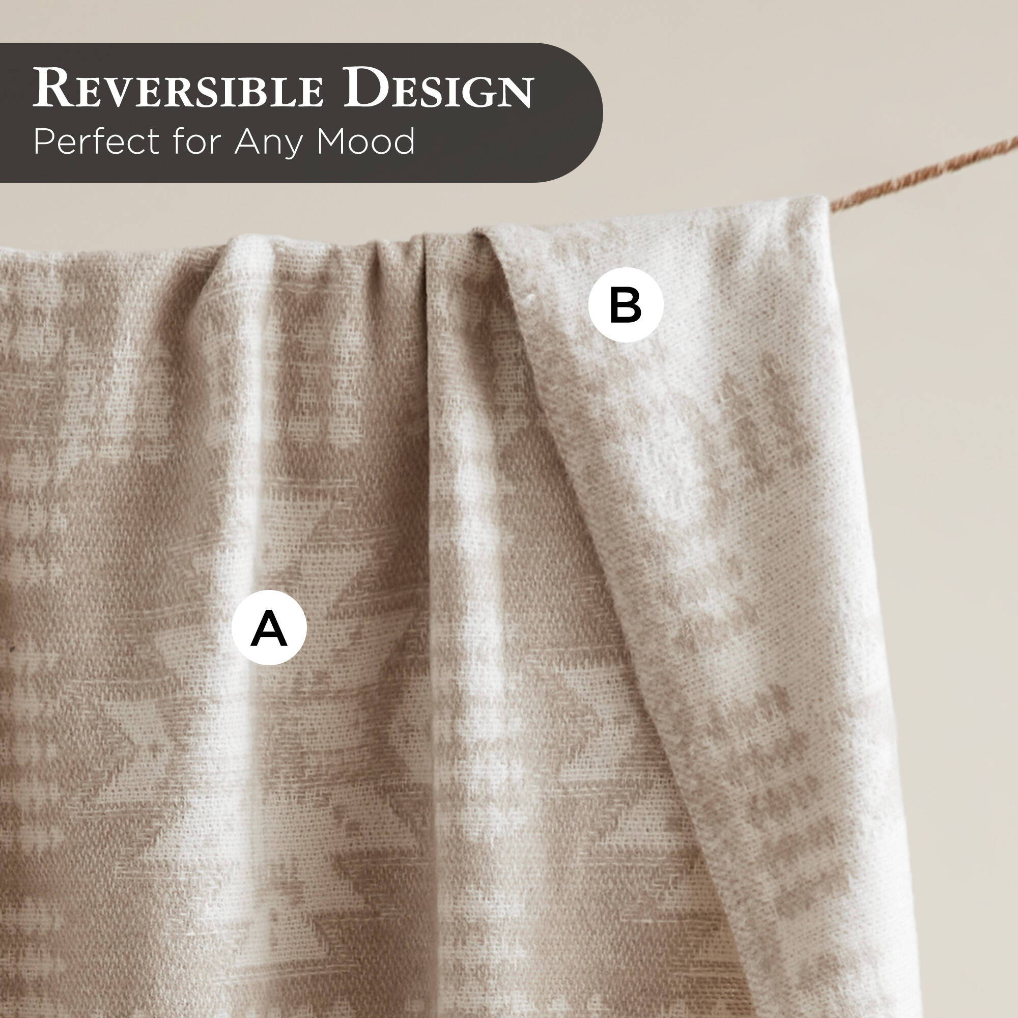 Alberta - Cotton Blend Throw - Neutral Aztec