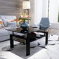 Rectangle Black Glass Coffee Table, Clear Coffee Table,Modern Side Center Tables for Living Room,Living Room Furniture