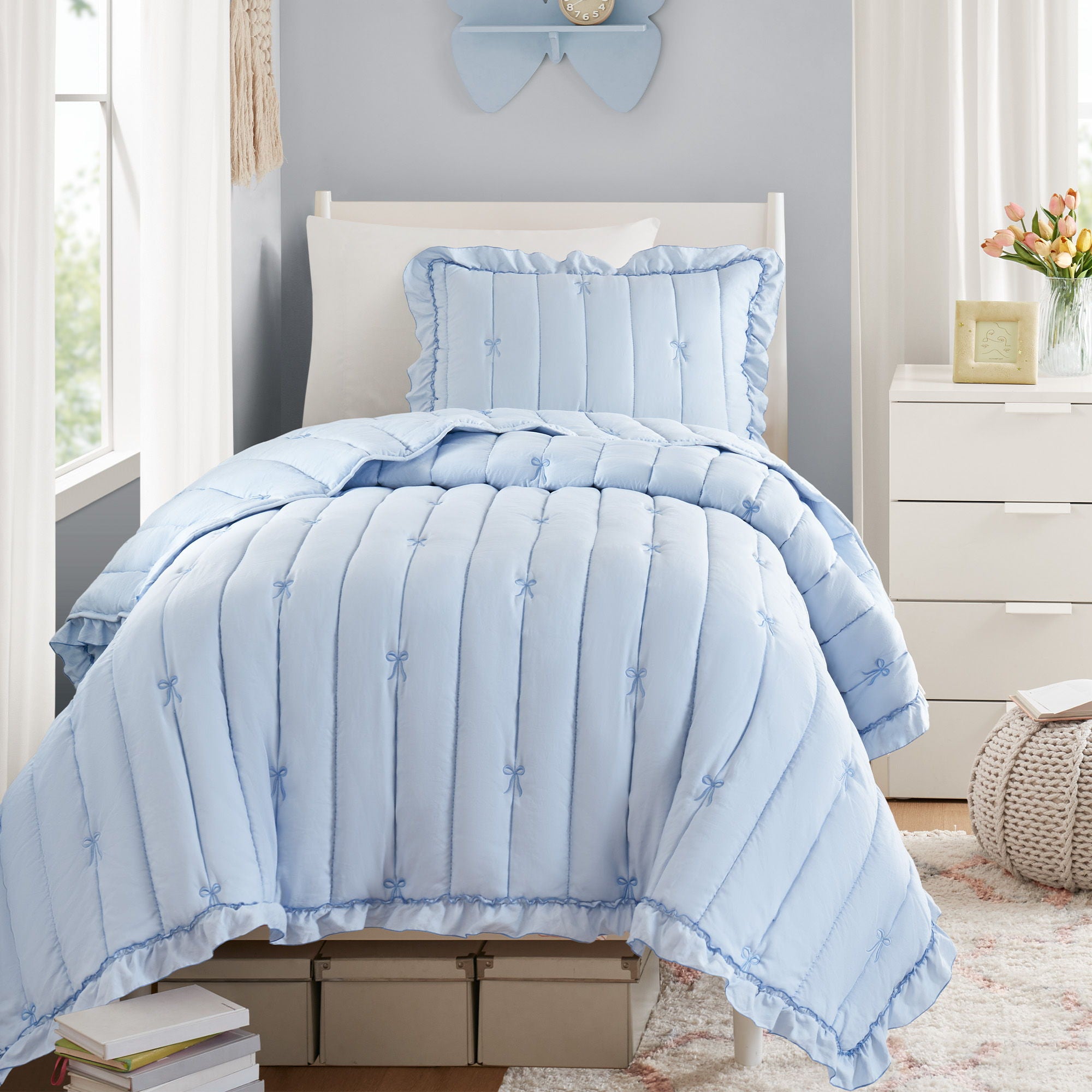 Liv - Twin Quilt Set - Blue
