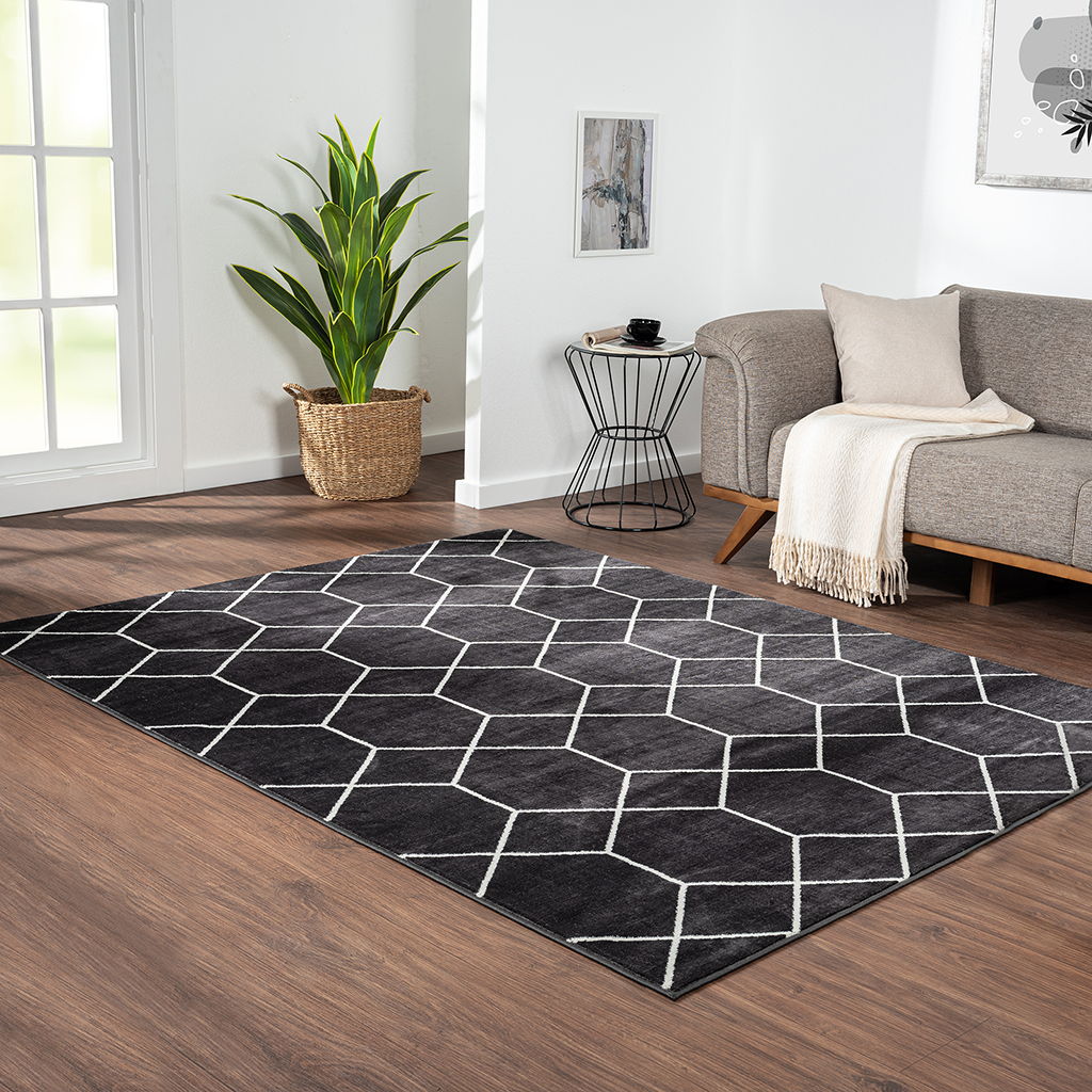 Averie - 2'7" x 5' Trellis Geometric Woven Area Rug - Black/Cream