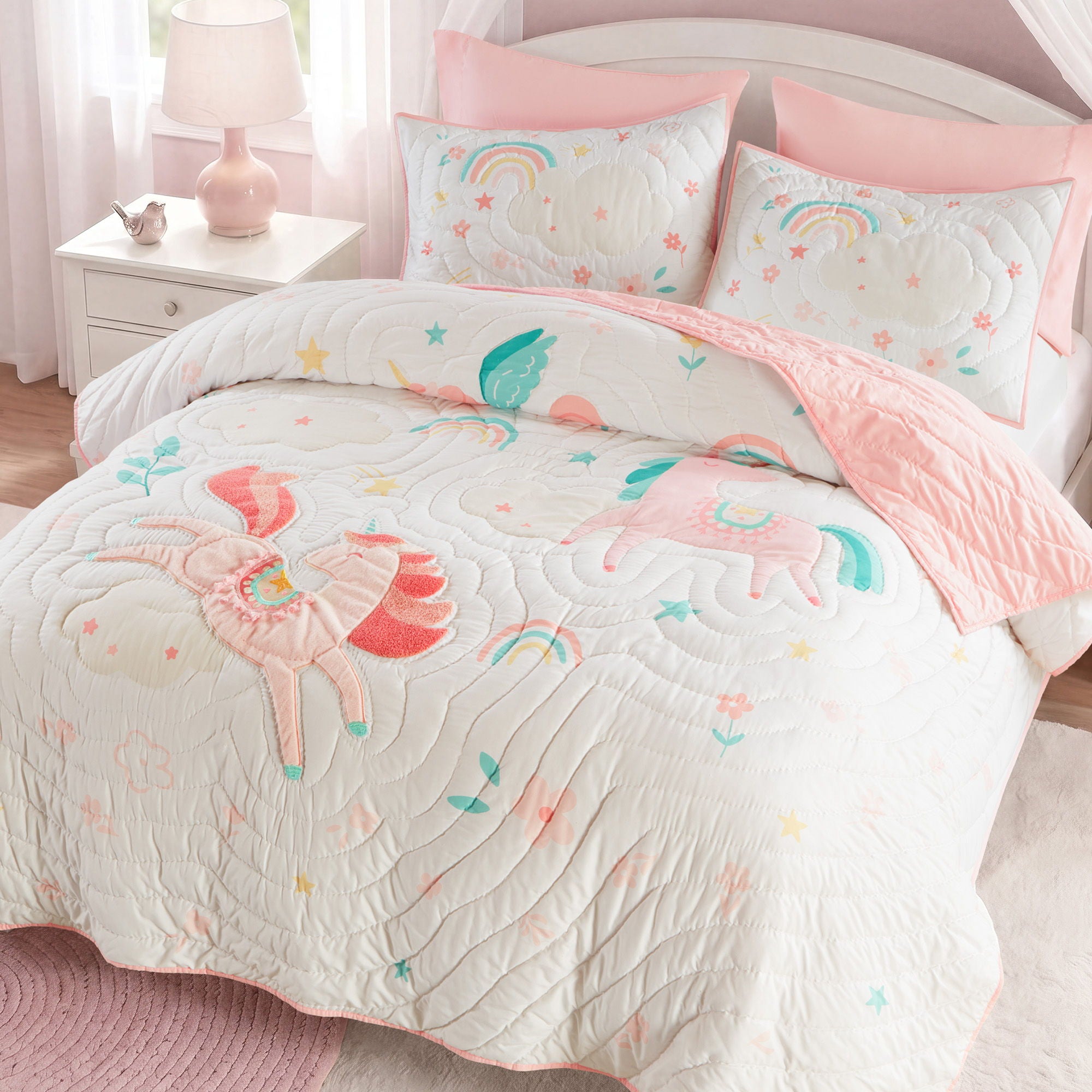 Unicorn Dream - Queen Quilt Set - Pink