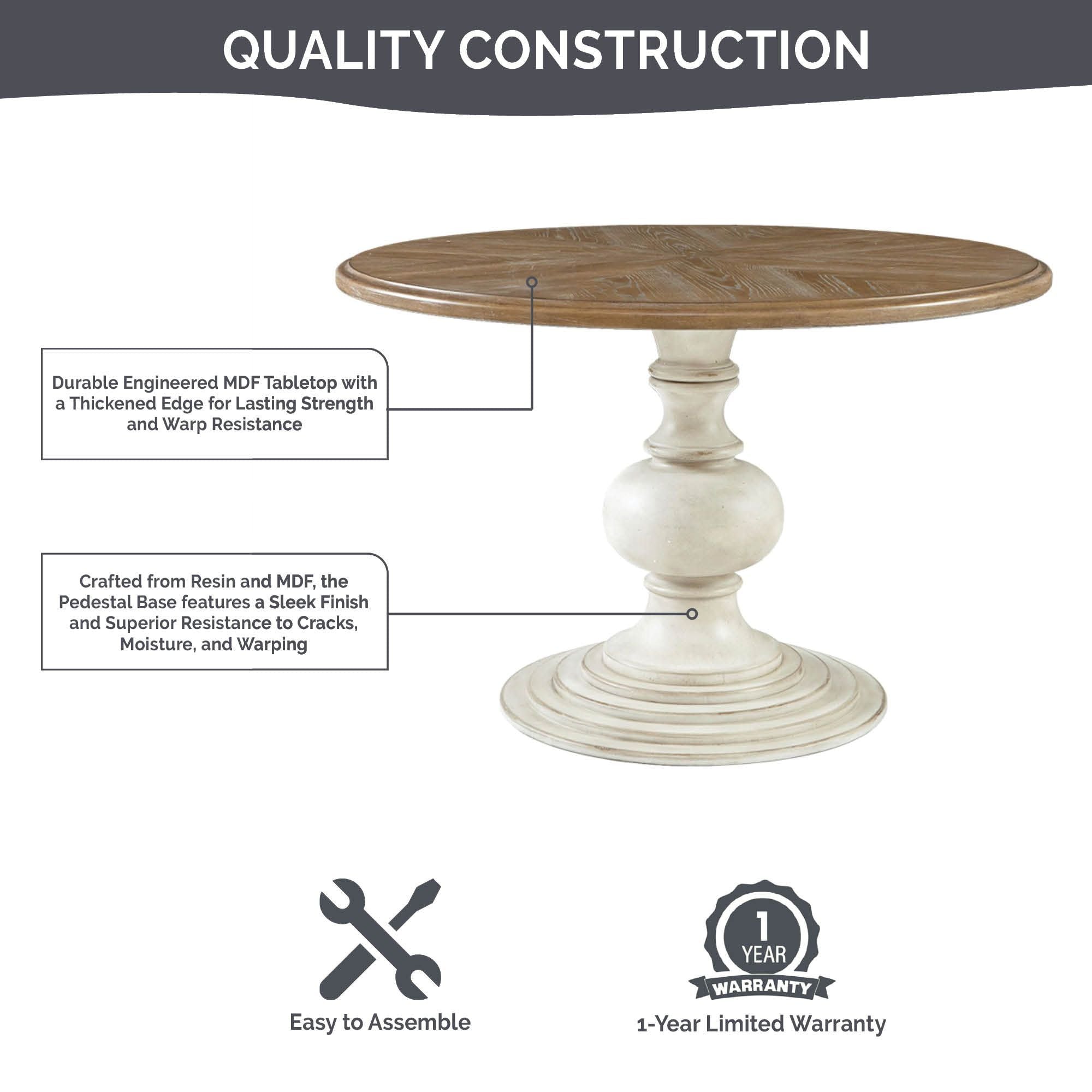 Lexi - Round Pedestal Dining Table - Reclaimed Walnut