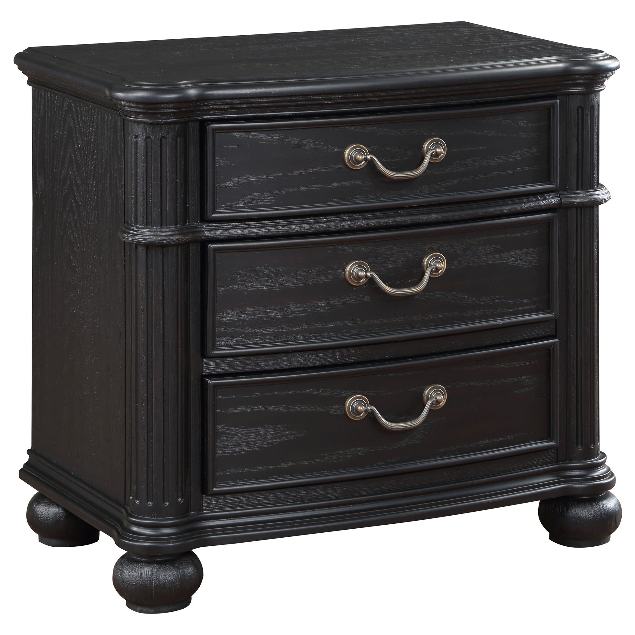 Taylor - 3 Drawer Nightstand With Felt Lined Top Drawer - Black