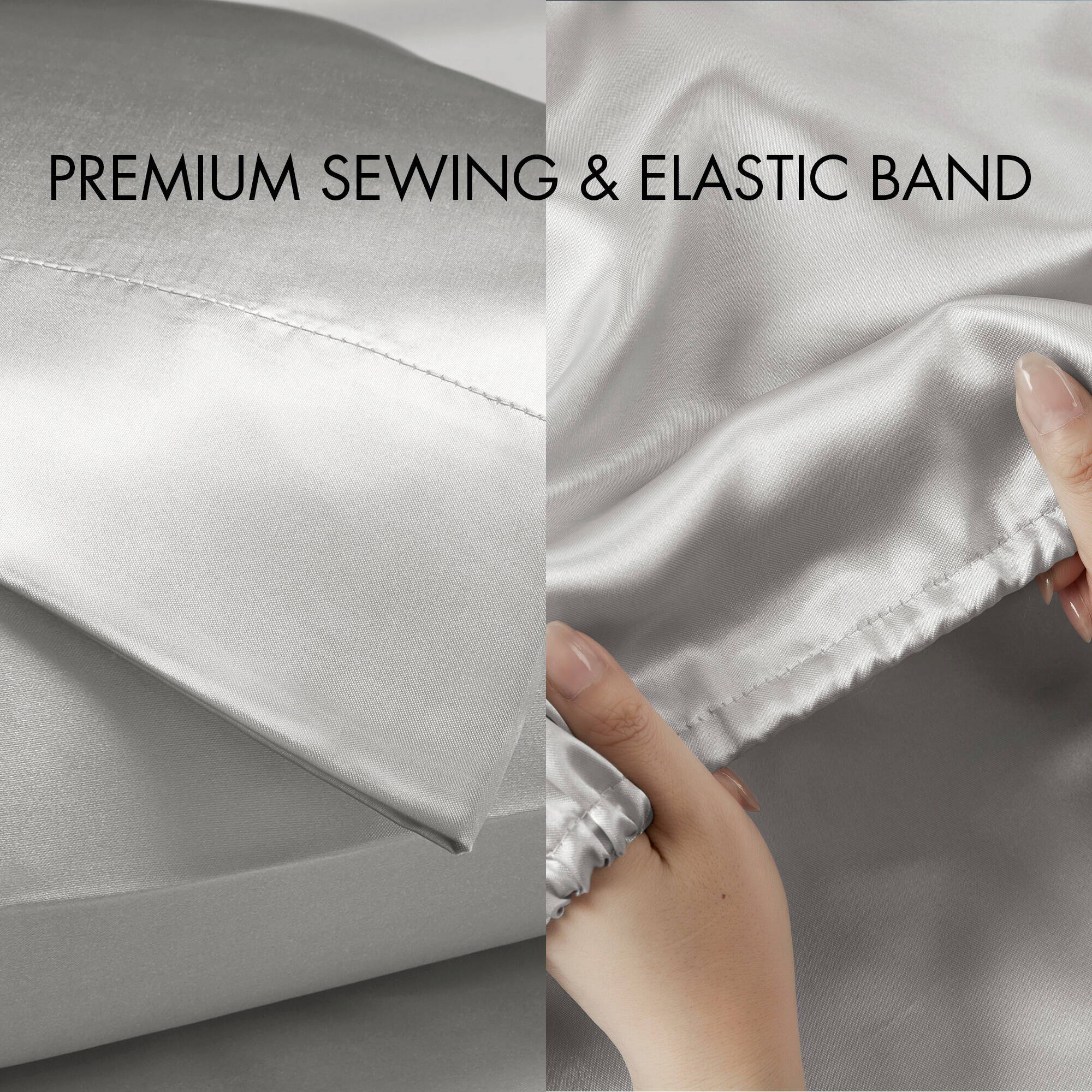 Satin - Wrinkle-Free Luxurious 6-Piece Sheet Set - Light Gray