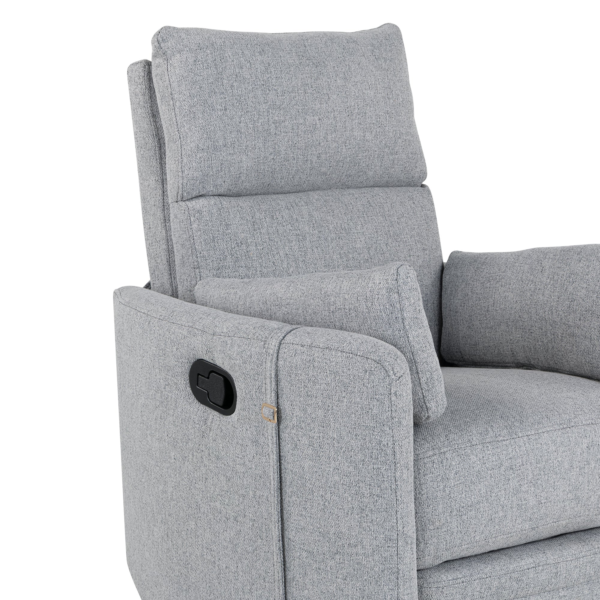 360 Degree Swivel Recliner Theater Recliner Manual Rocker Recliner Chair with Two Removable Pillows for Living Room, Dark Grey