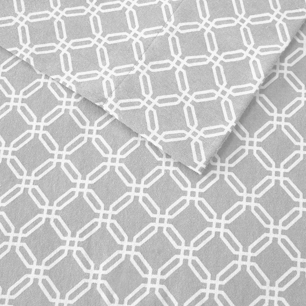Cozy Flannel - Twin Printed Sheet Set - Gray Geo