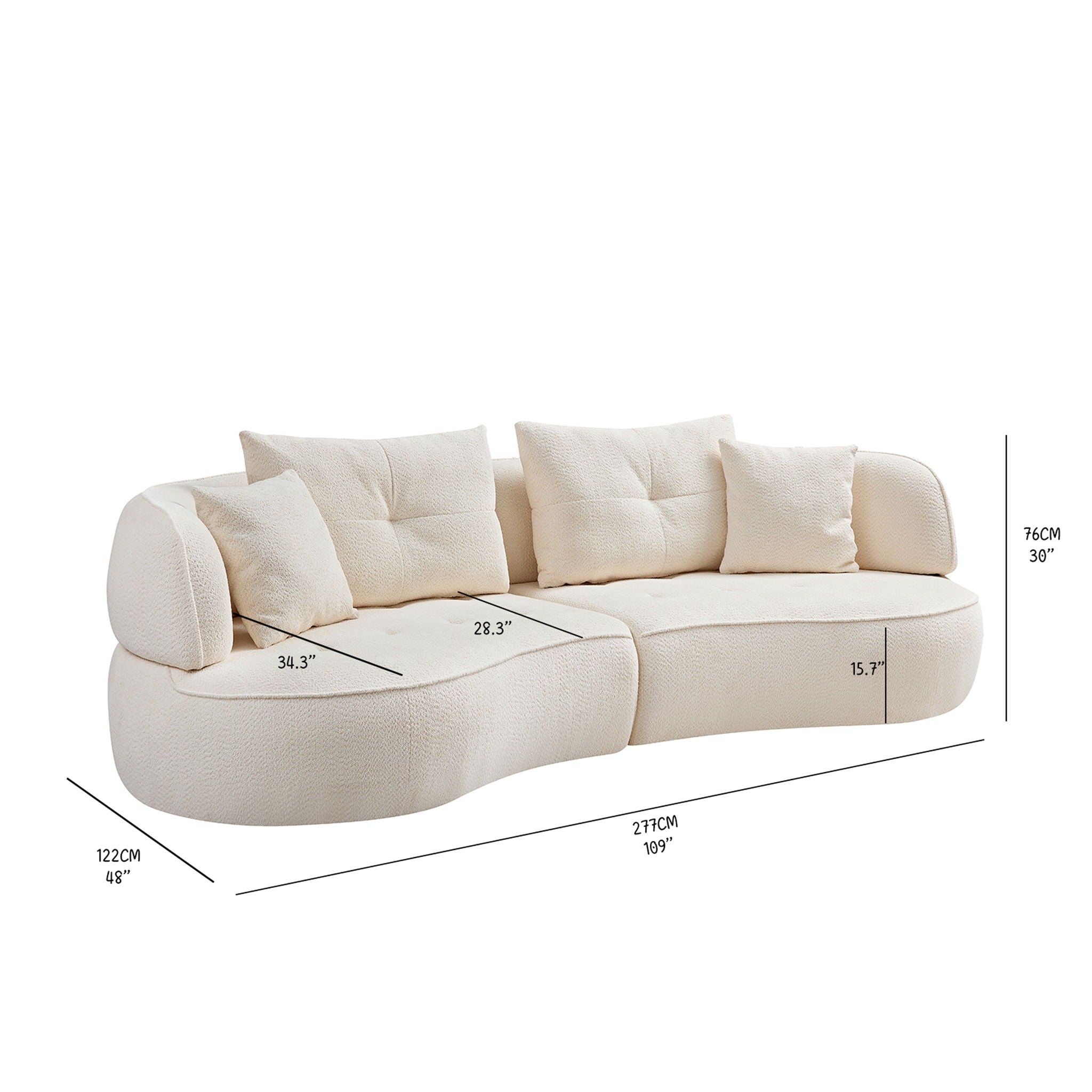 Modular Sofa, Durable Fabric, Solid Wood Frame, High Density Sponge Padding, Seating For 4