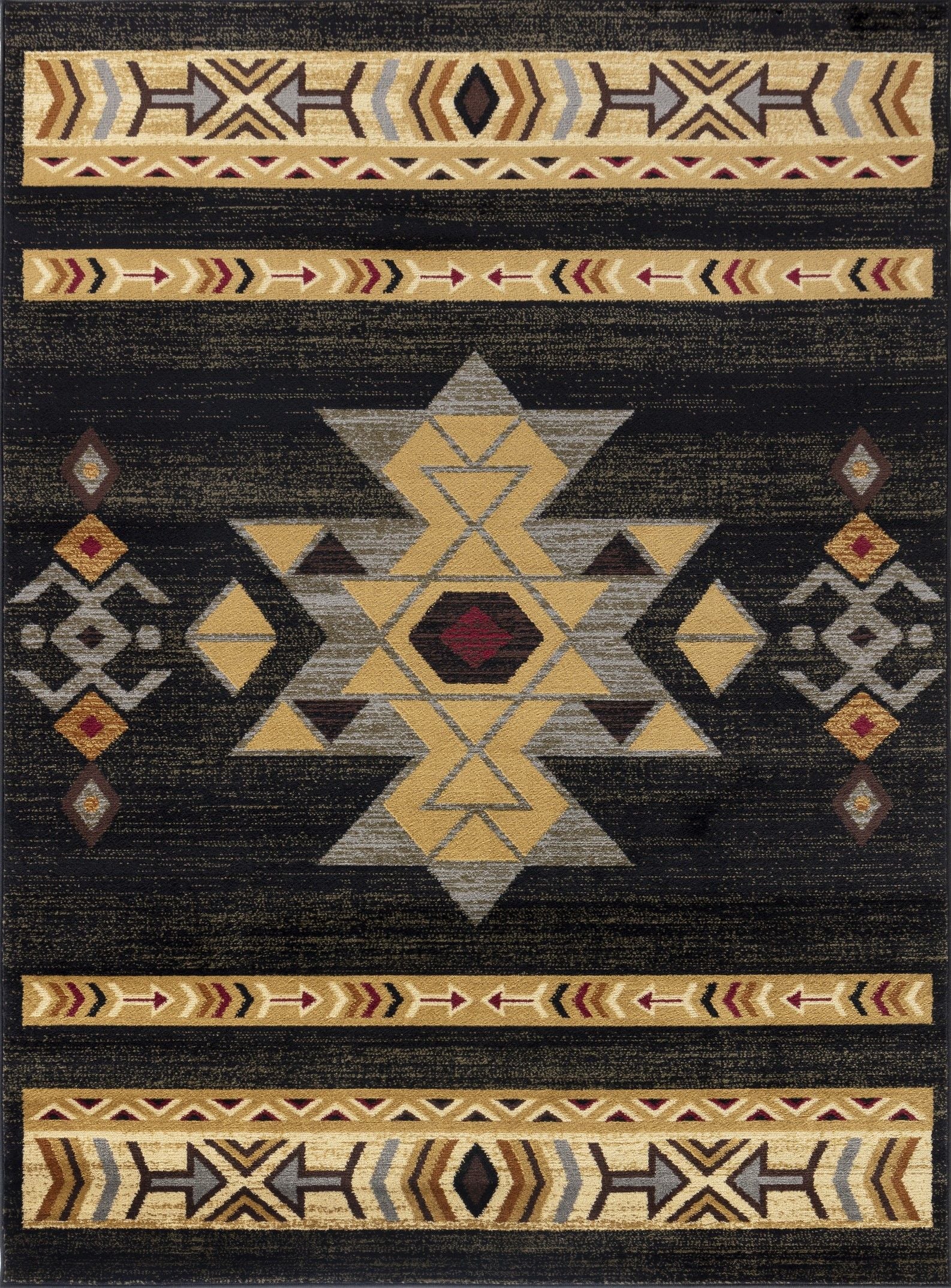 Tribes - 5'3" X 7'3" Southwest Area Rug - Black