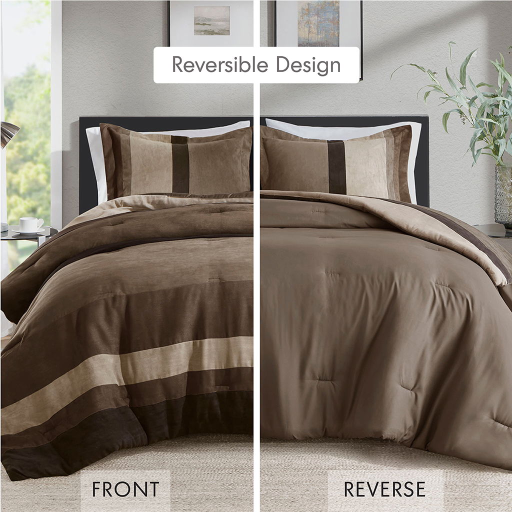 Boulder Stripe - Twin/Twin Long Pieced Comforter Set - Brown