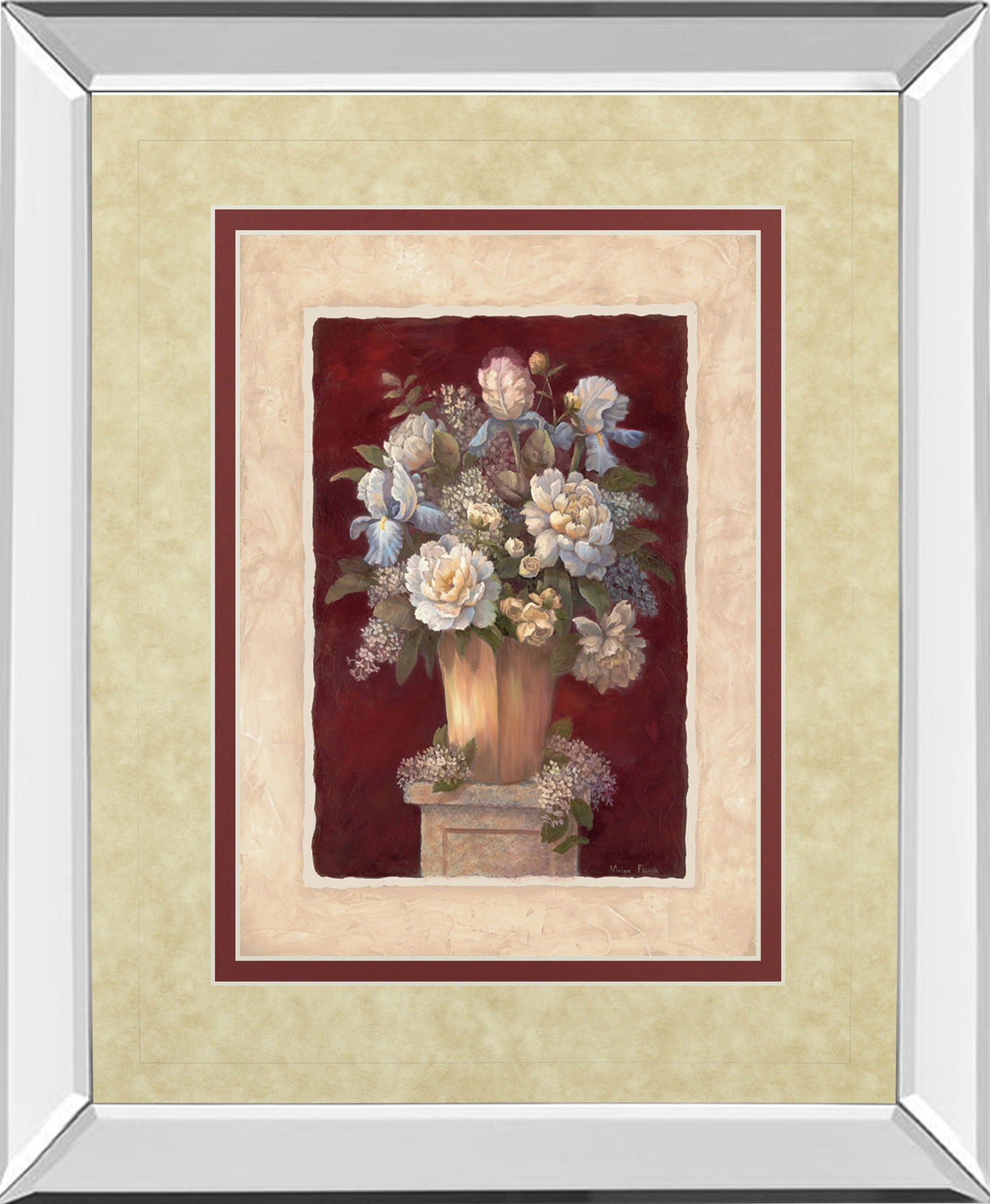 Traditional Il By Vivian Flasch - Mirror Framed Print Wall Art - Beige