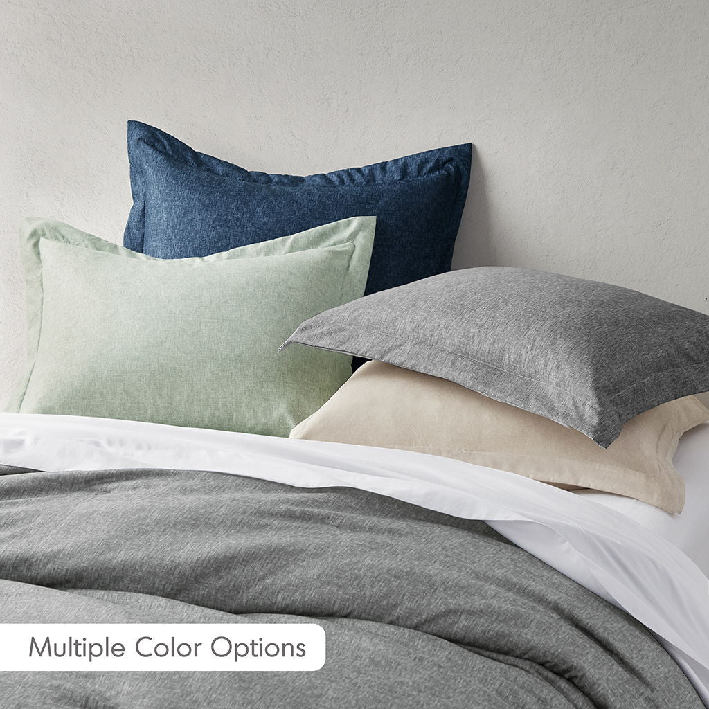 Camden - King/California King Chambray Print Solid Comforter Set - Navy