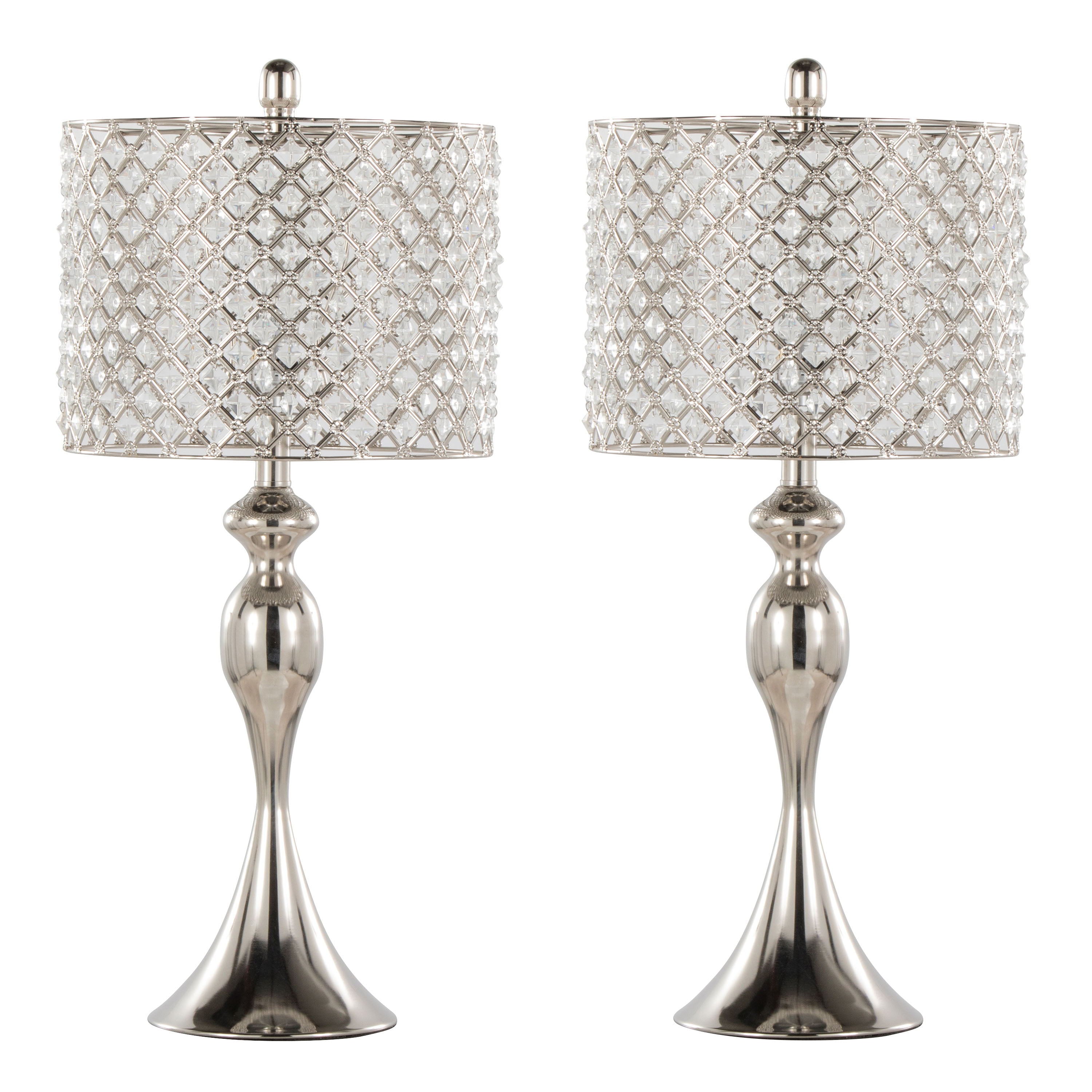 Ashland - Contemporary Table Lamp Square Clear Crystal (Set of 2) - Polished Nickel