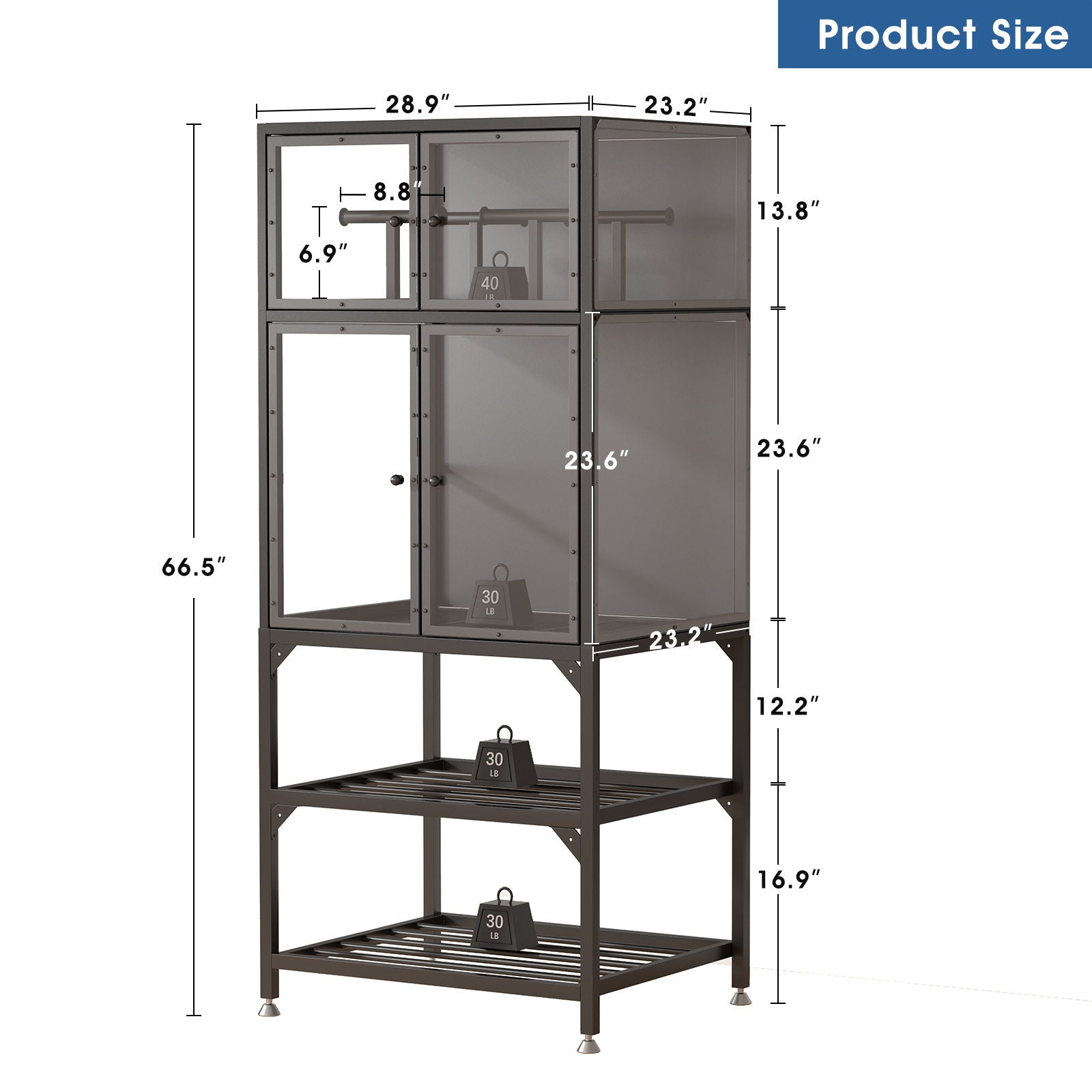3D Printer Cabinet With Double Layer Filament Storage, Noise Reducing Design - Black