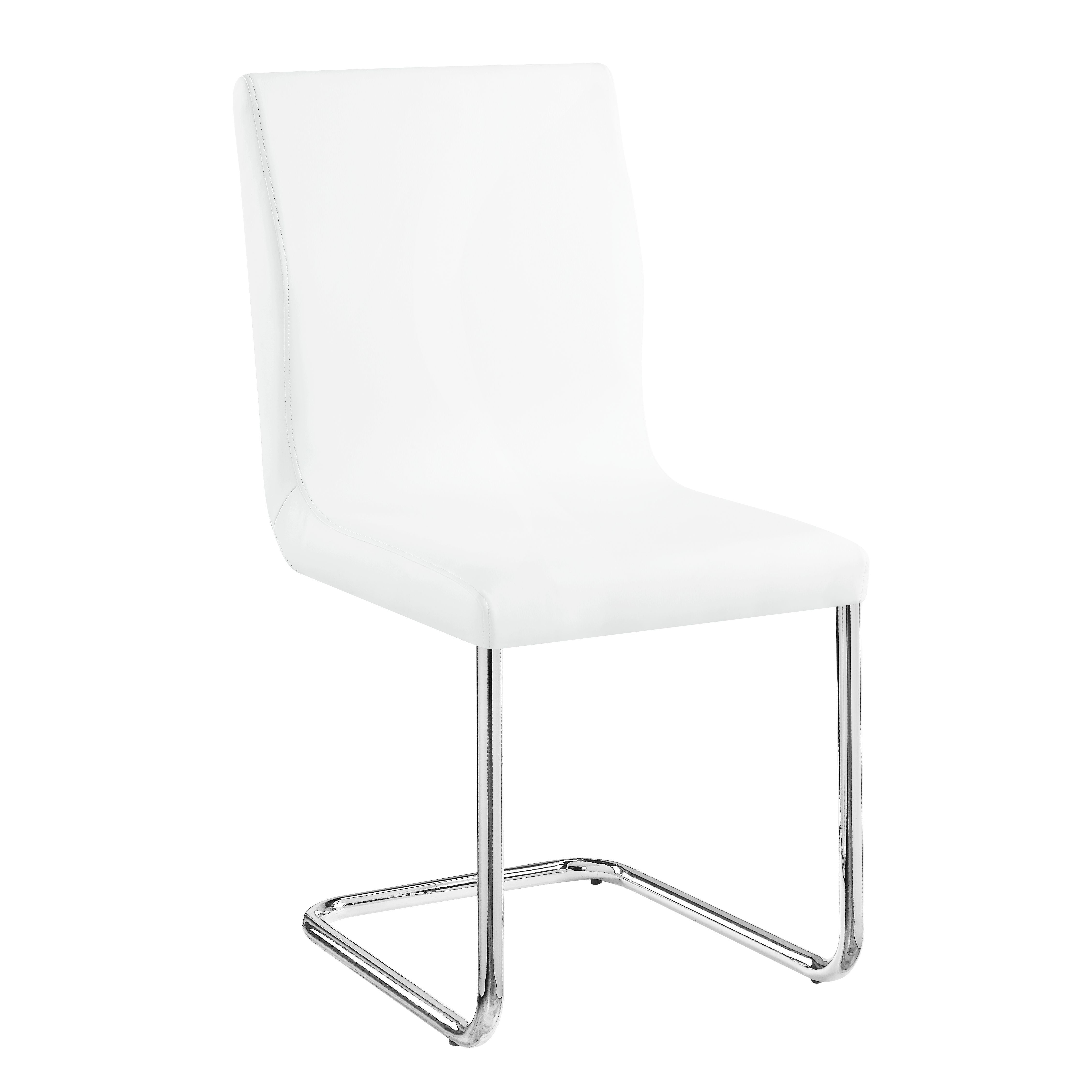 Palton - Synthetic Leather Side Chair (Set of 2) - Chrome / White