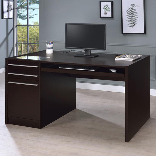 Connect-It Office Desk with 3 Drawers in Cappuccino Finish