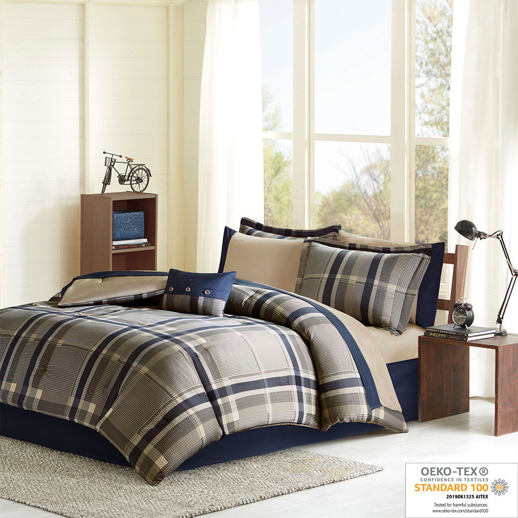 Robbie - Twin Long Comforter And Sheet Set - Navy Multi