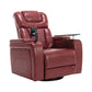 270 Degree Swivel PU Leather Power Recliner Individual Seat Home Theater Recliner with  Comforable Backrest, Tray Table,  Phone Holder, Cup Holder,  USB Port, Hidden Arm Storage for Living Room, Red