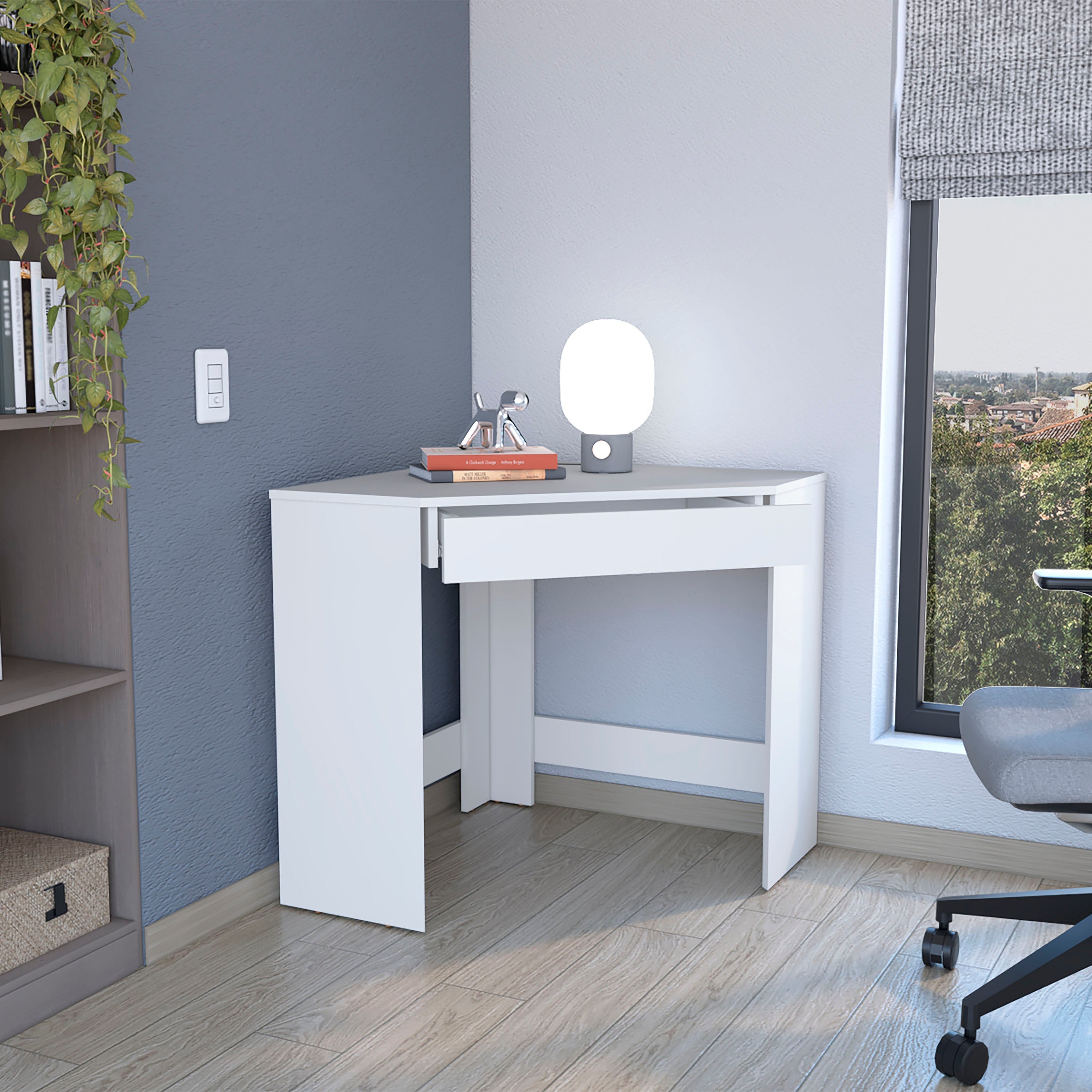 TUHOME Amity Corner Desk with Spacious Drawer and Optimal Workstation