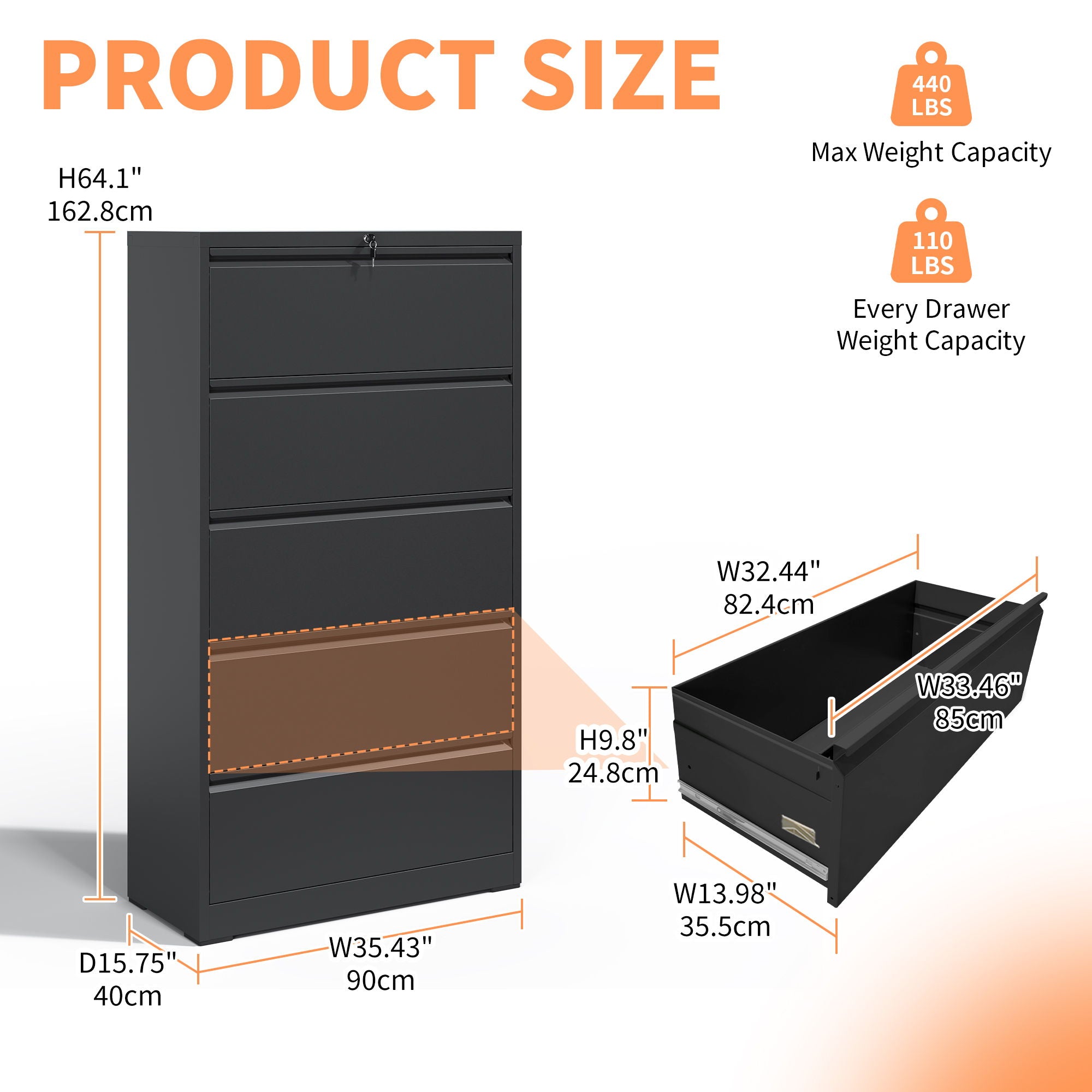 Premium Drawer Metal Lateral File Cabinet With Lock