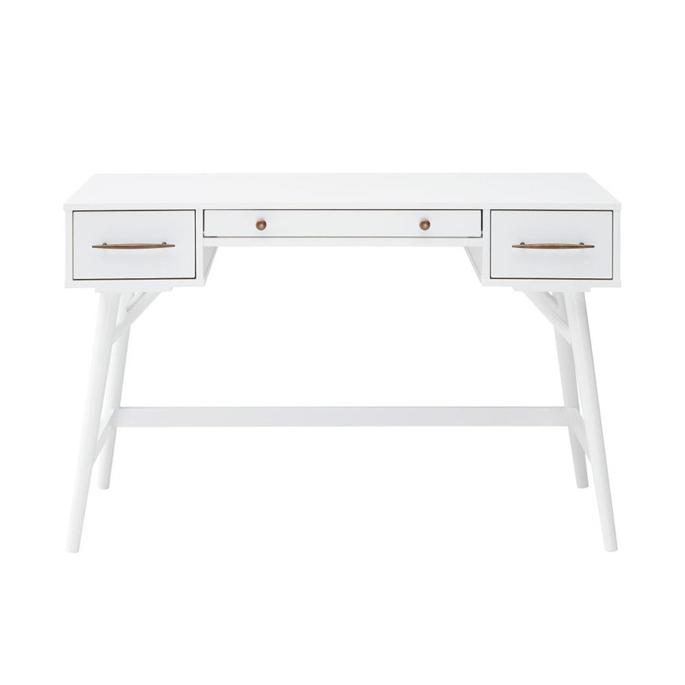 3-Drawer Writing Desk in White Finish