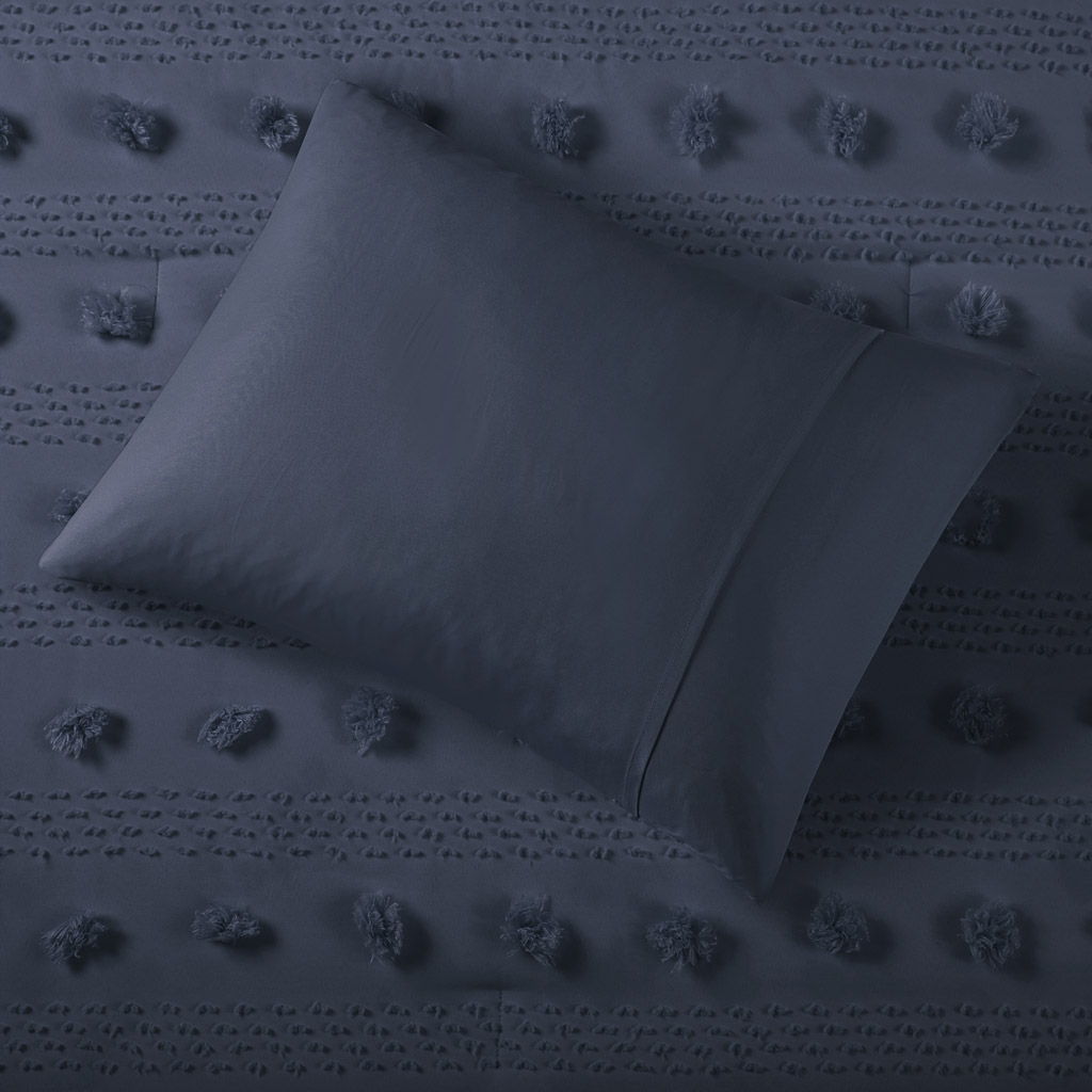 Lucy - Clip Jacquard Comforter Set - Navy