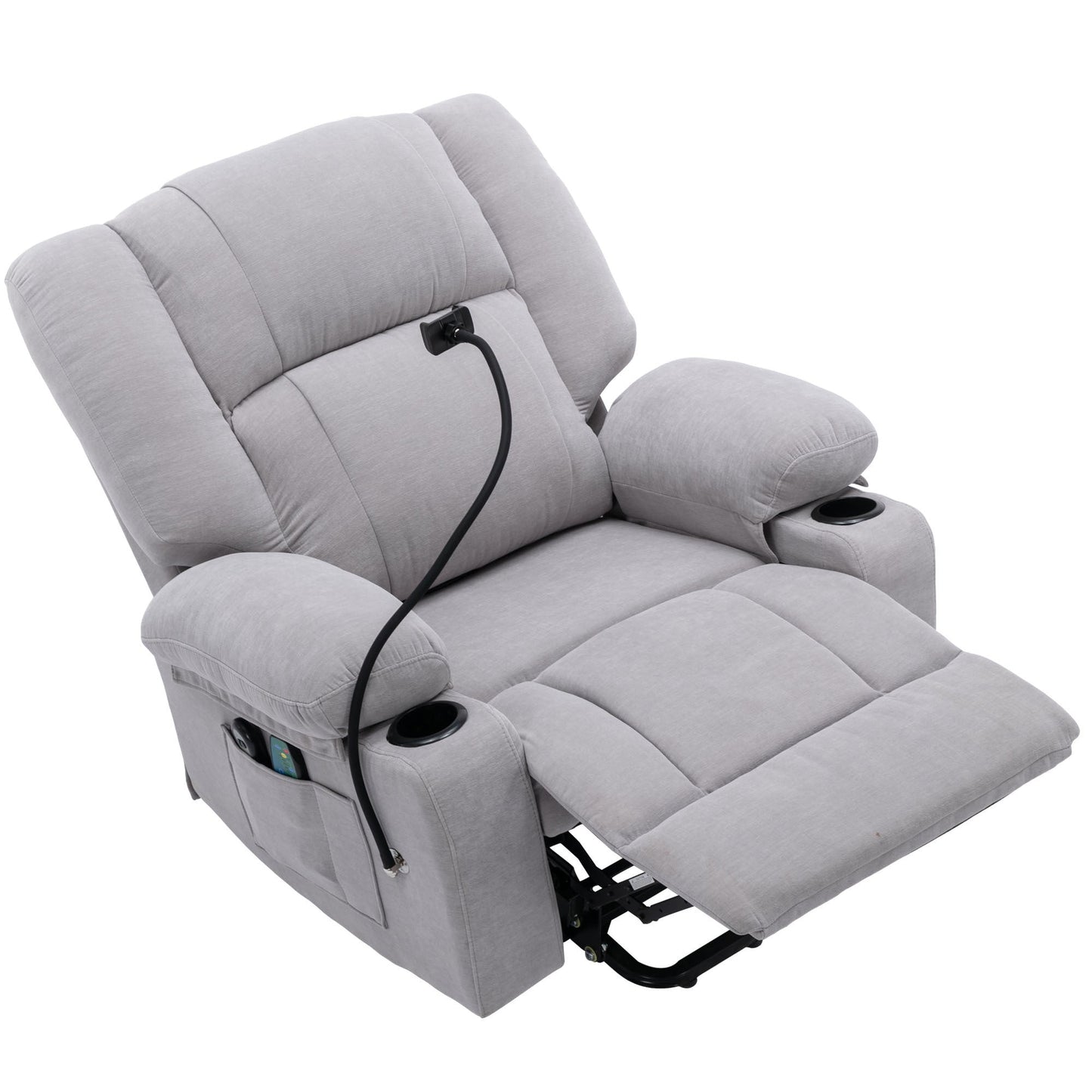 Power Lift Recliner Chair Electric Recliner for Elderly Recliner Chair with Massage and Heating Functions, Remote, Phone Holder Side Pockets and Cup Holders for Living Room, Grey