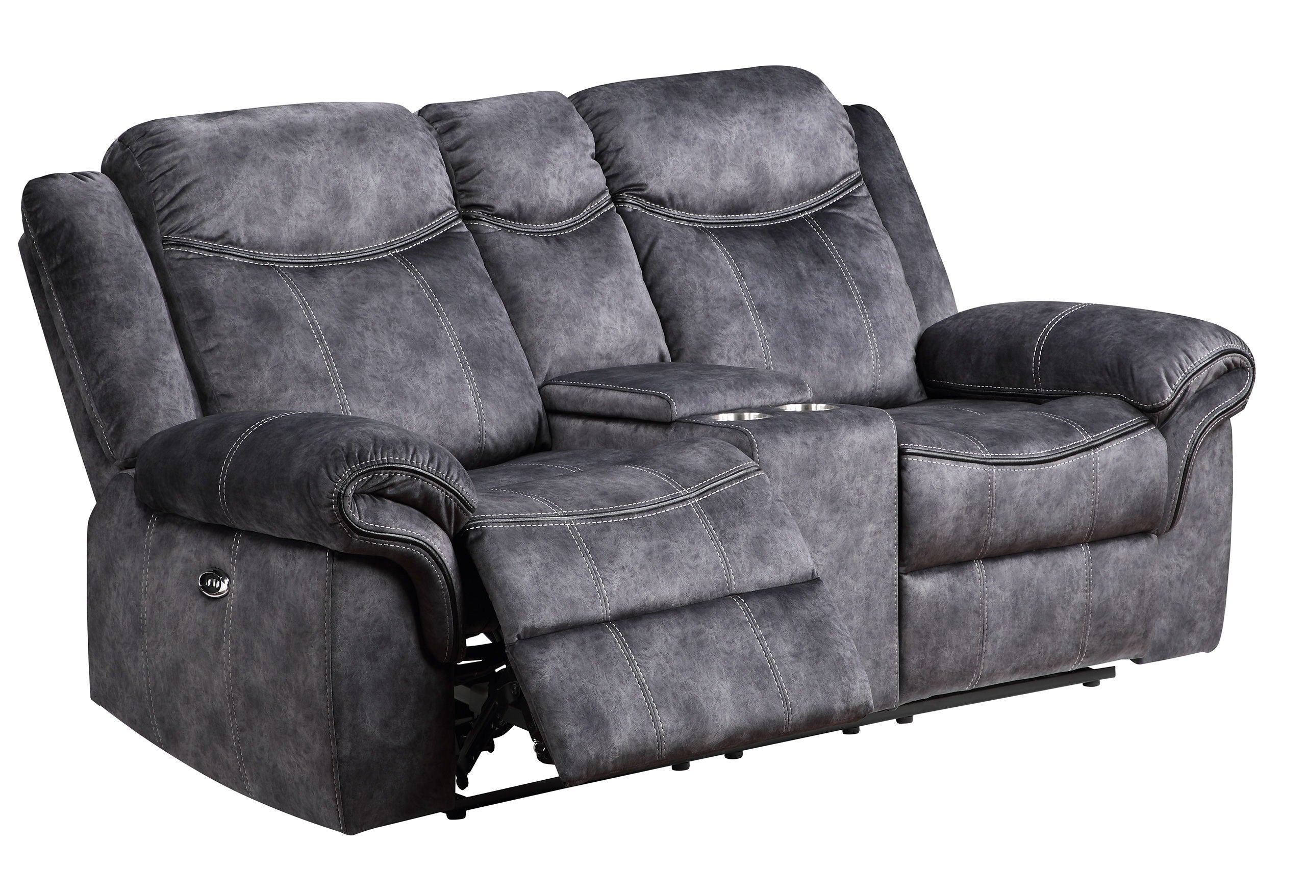 U2200 - Power Console Reclining Loveseat With Power Switch - Domino Granite