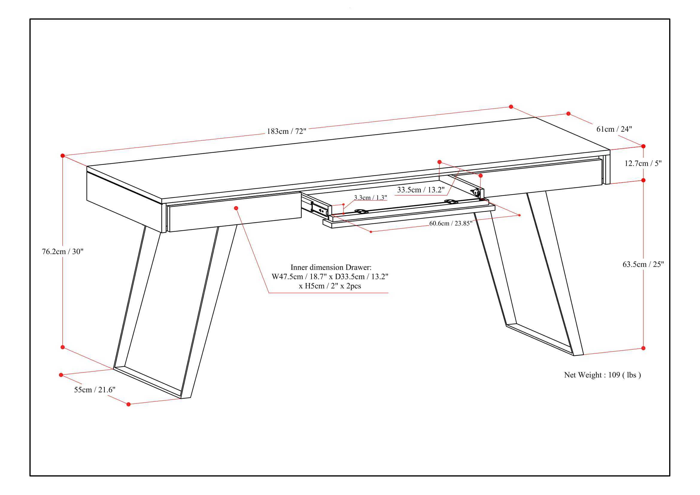 Lowry - Large Desk - Distressed Charcoal Brown