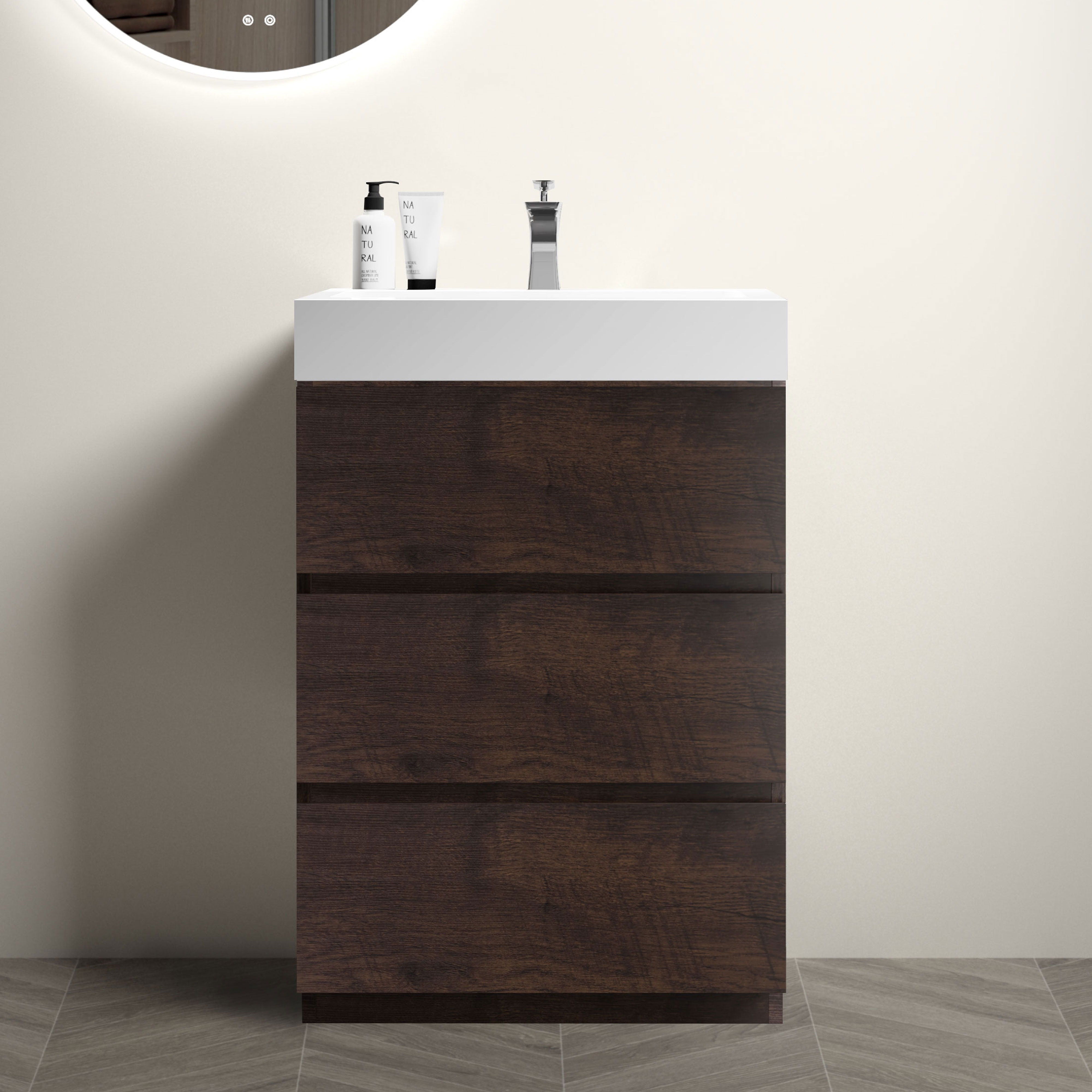 Alice - Bathroom Vanity With Large Storage Freestanding Bathroom Vanity, Sink For Modern Bathroom, One-Piece Sink Basin Without Drain And Faucet