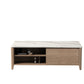 47 Inch Modern Farmhouse Double Drawer Coffee Table for Living Room or Office , Tobacco Wood and White Marble