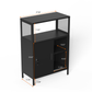 Metal Filing Cabinet With moving sliding doors and adjustable shelves,Steel Storage Cabinets for Office and Home,Black