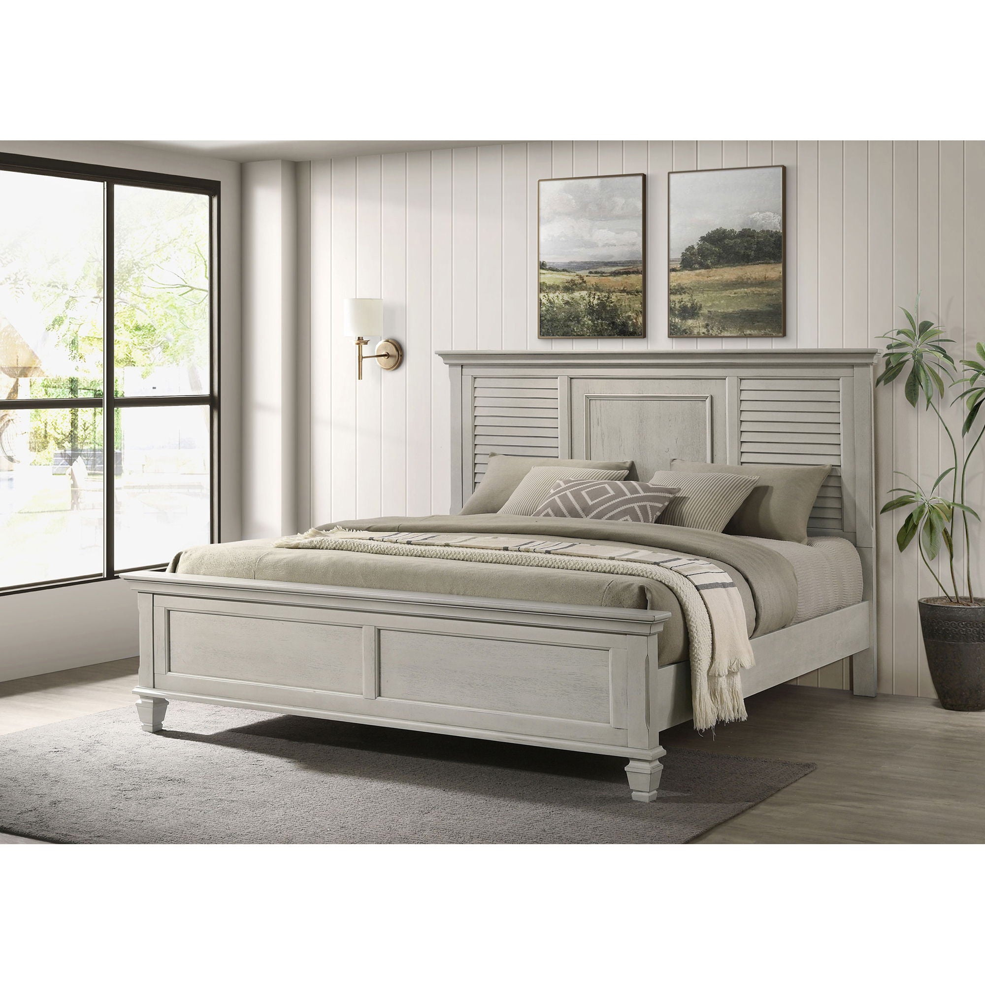 Hazel - Eastern King Panel Bed - White