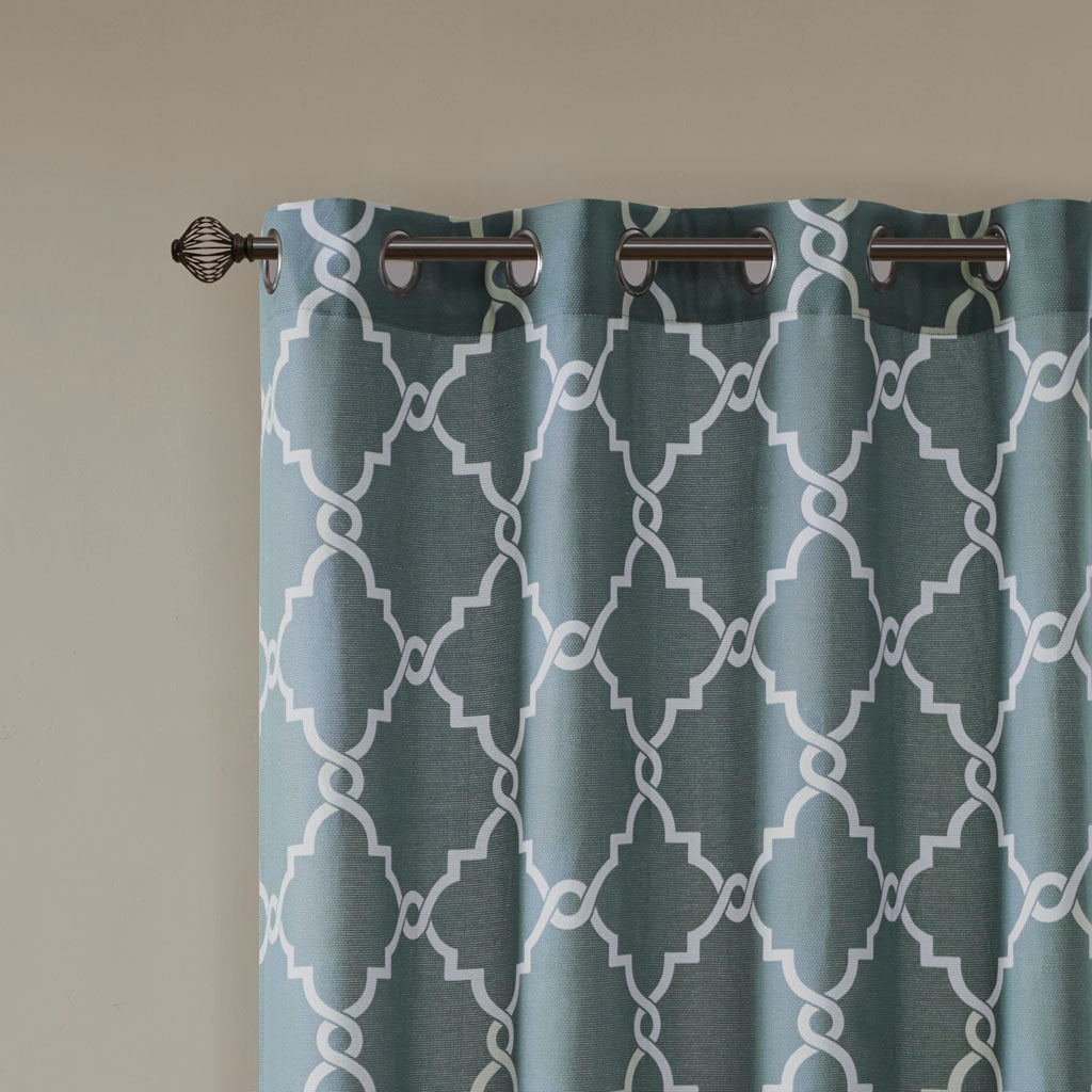 Fretwork Print Grommet Top Window Curtain Panel