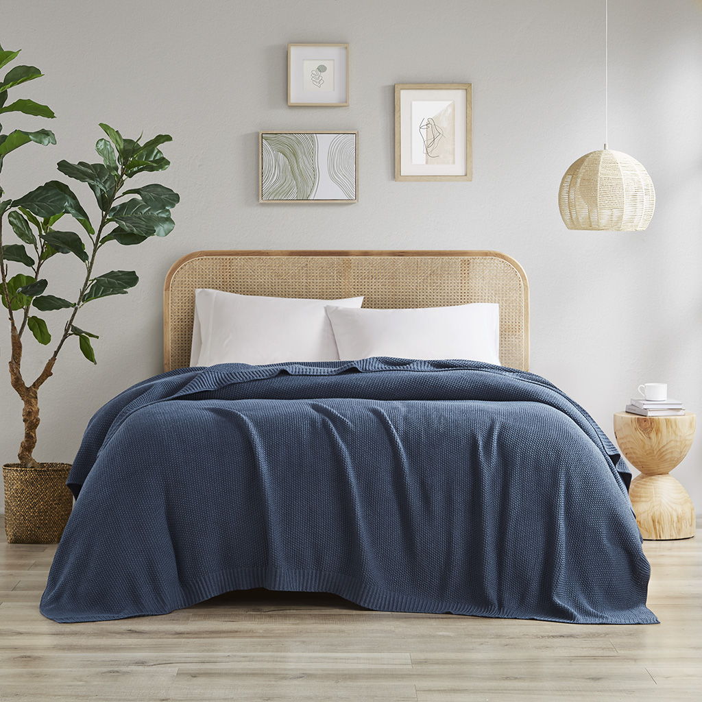 Bree Knit - King Blanket - Indigo