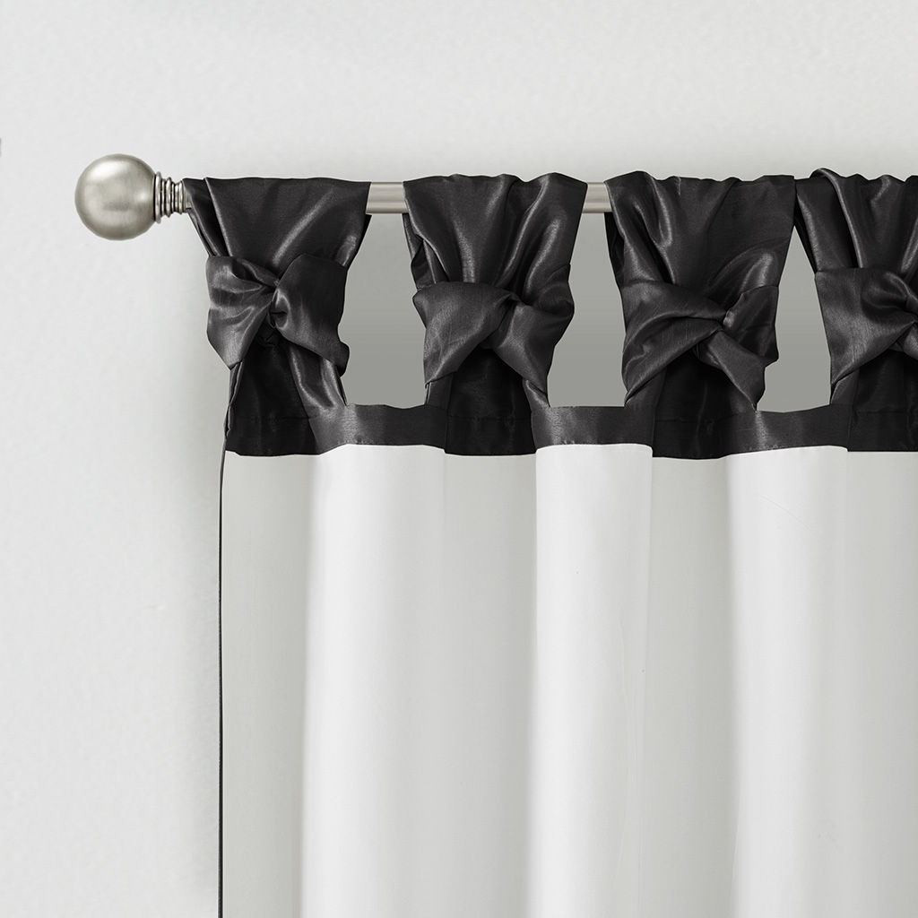 Emilia - Fabric Twist Tab Total Blackout Window Curtain Panel - Black