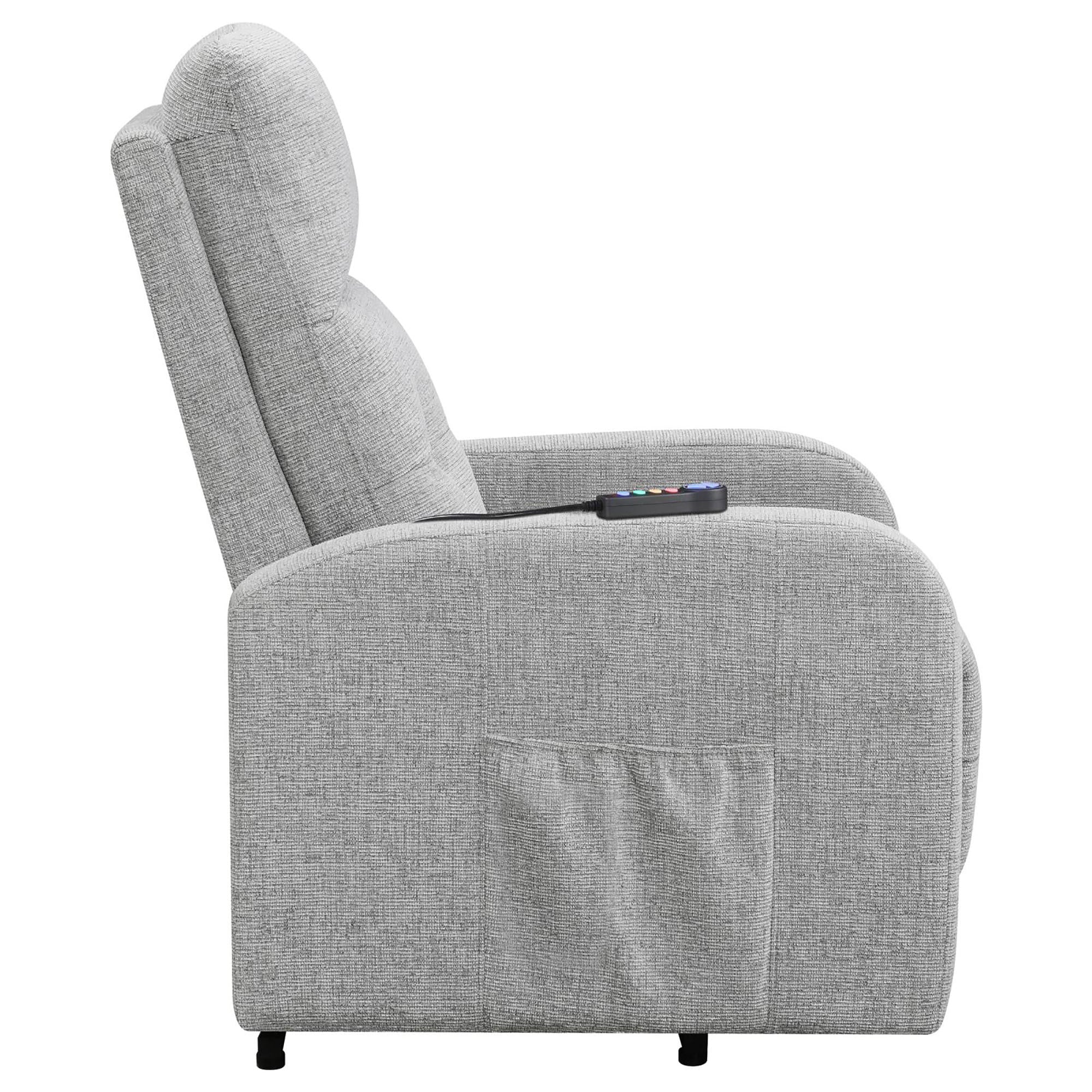 Grey Tufted Power Lift Recliner