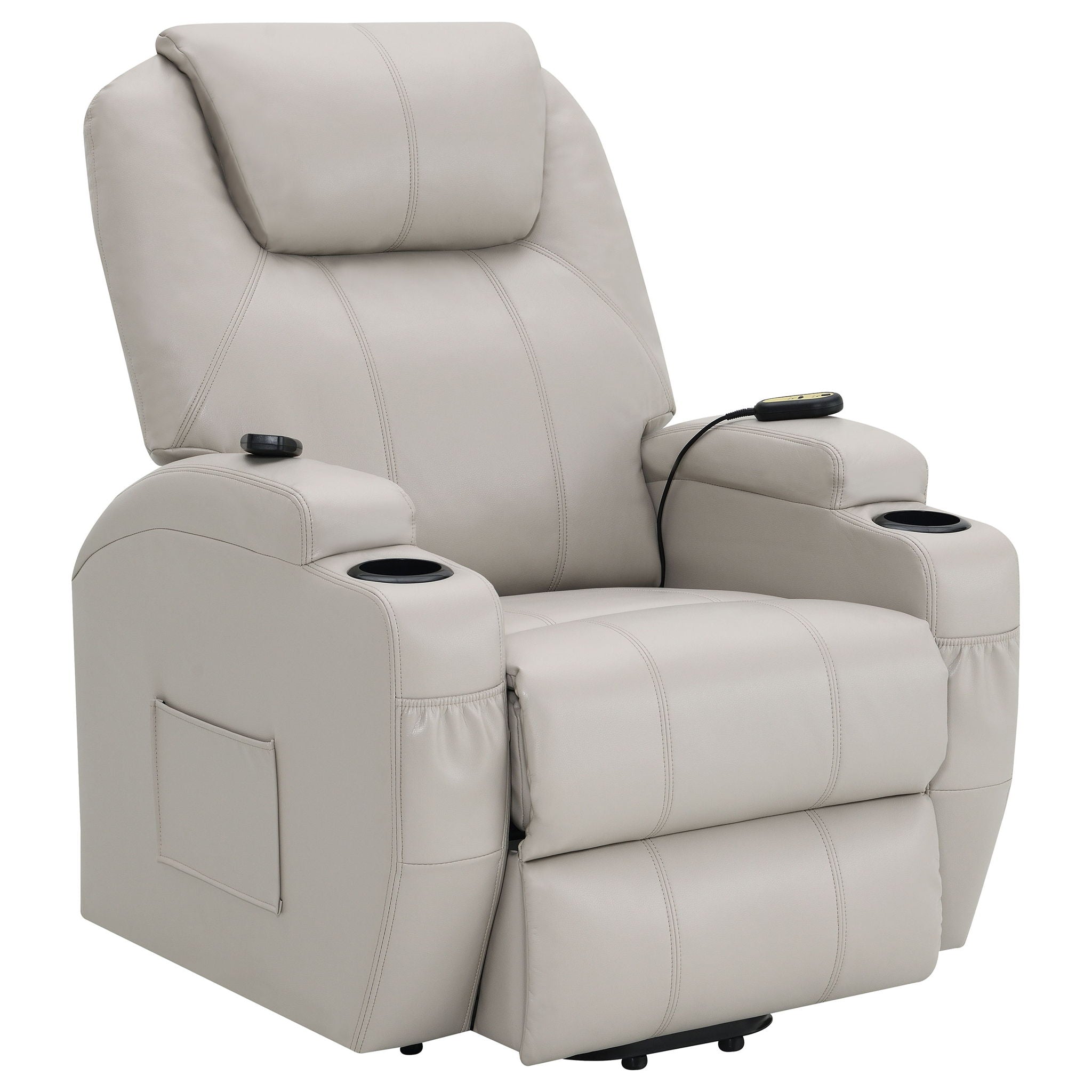 Selwyn - Upholstered Power Massage Recliner With Heat And Massage Functions - Champagne