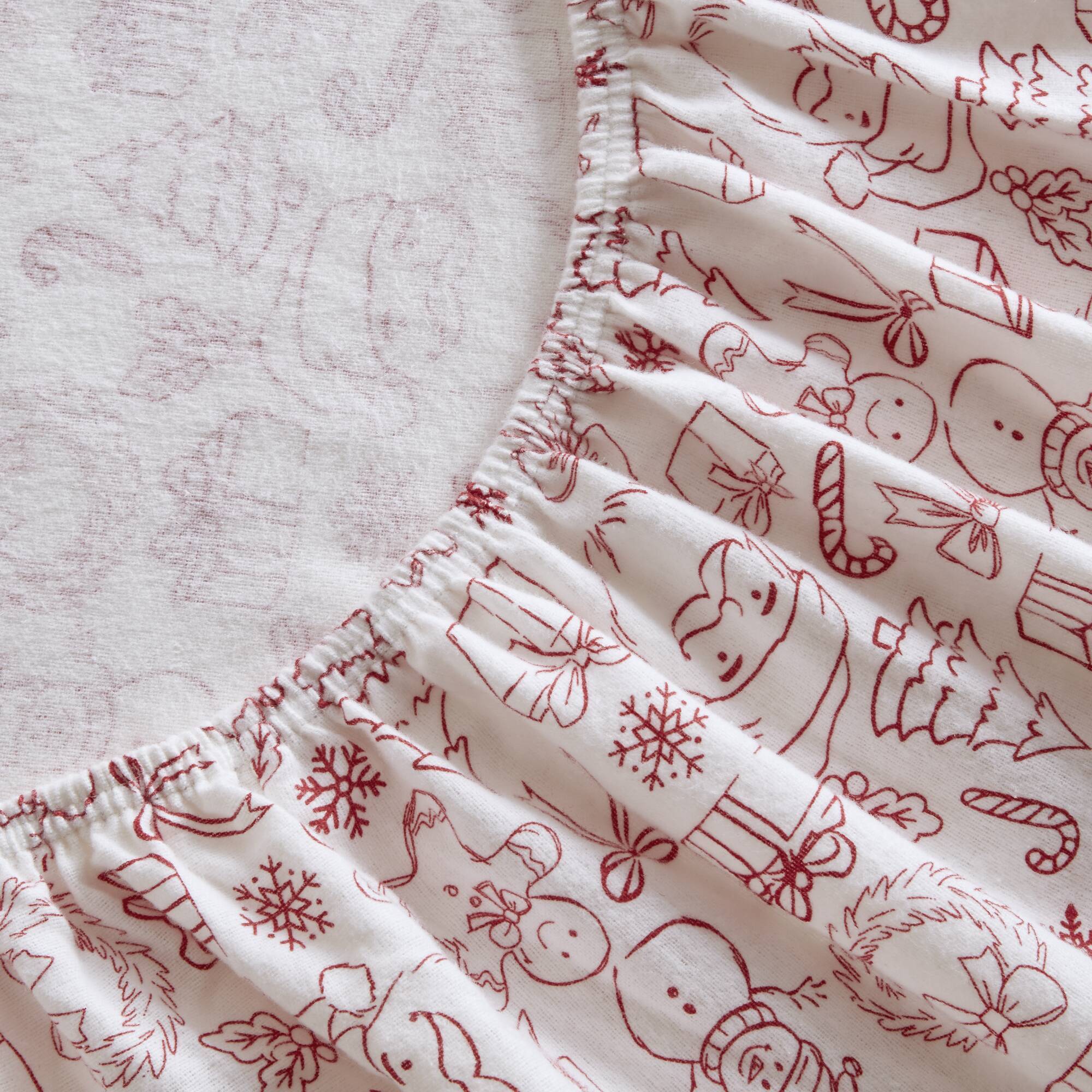 Cozy Soft - Full 100% Flannel Pigment Printed Sheet Set - Holiday Doodles