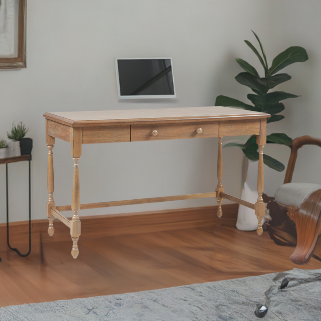 Solid Wood Desk with 1 Drawer and turned legs